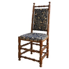 French 1940s Floral Fabric High Back Chair