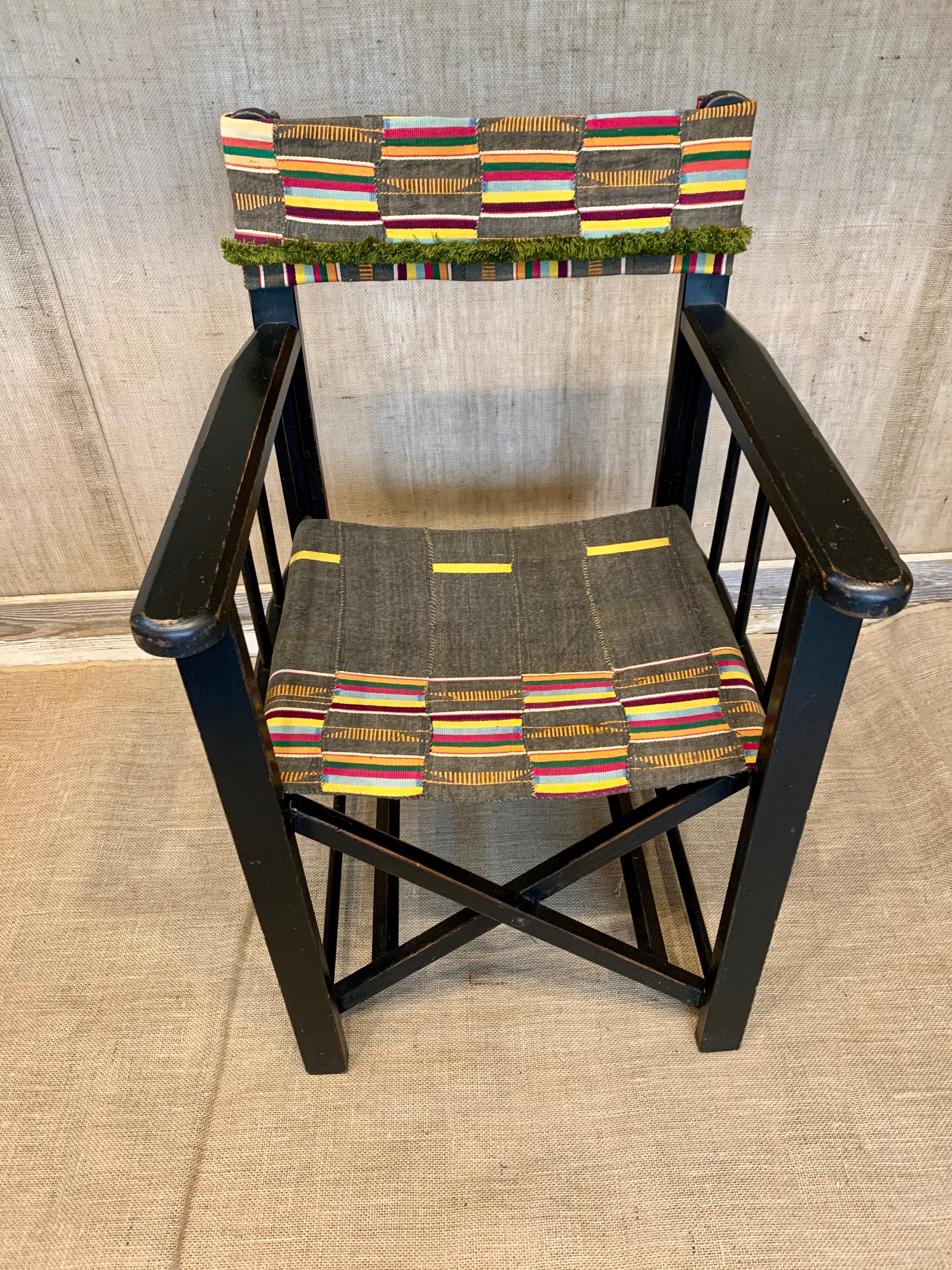 Ebonized French 1940s Folding Camp Chair