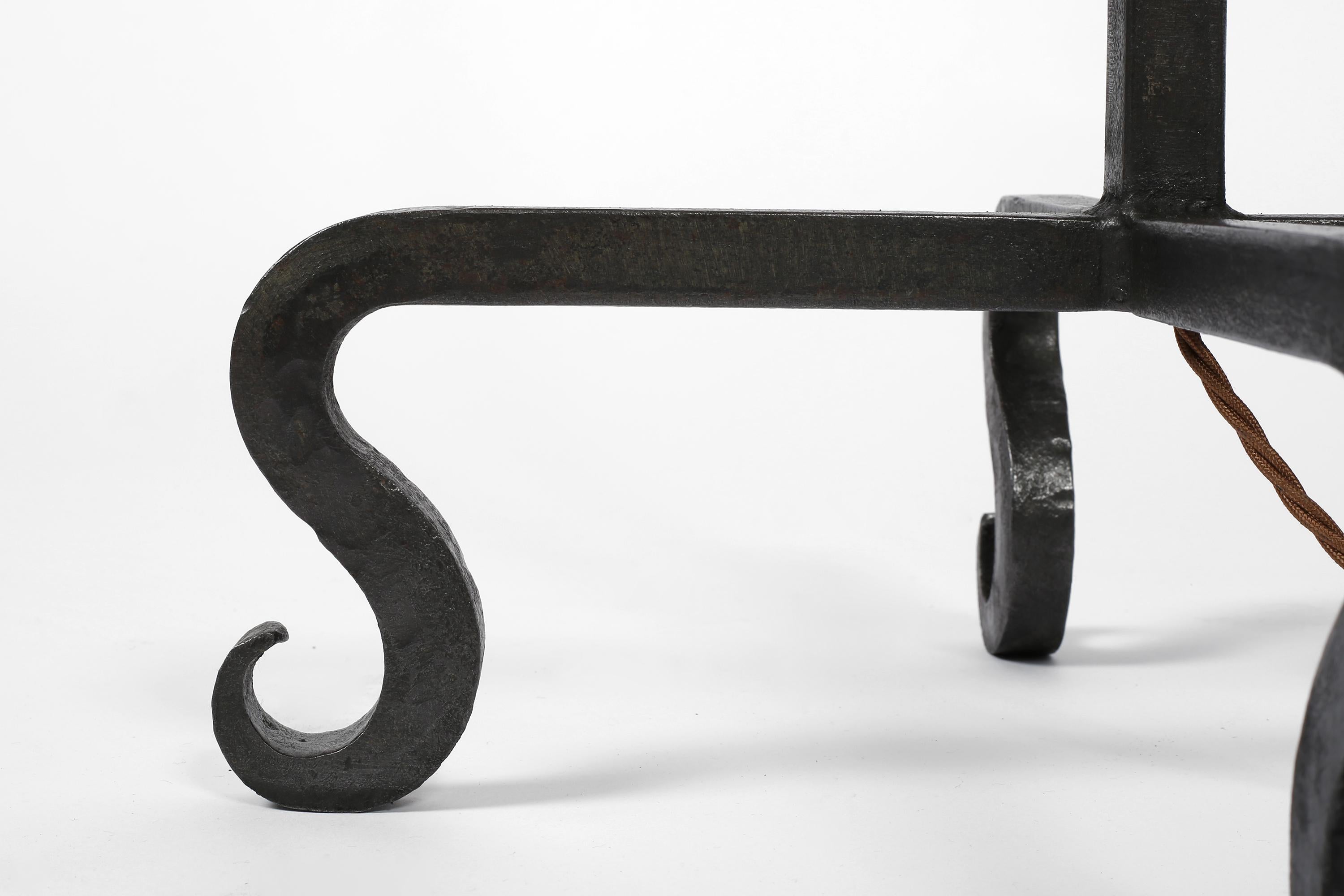 French 1940s Foliate Forged Iron Floor Lamp For Sale 8