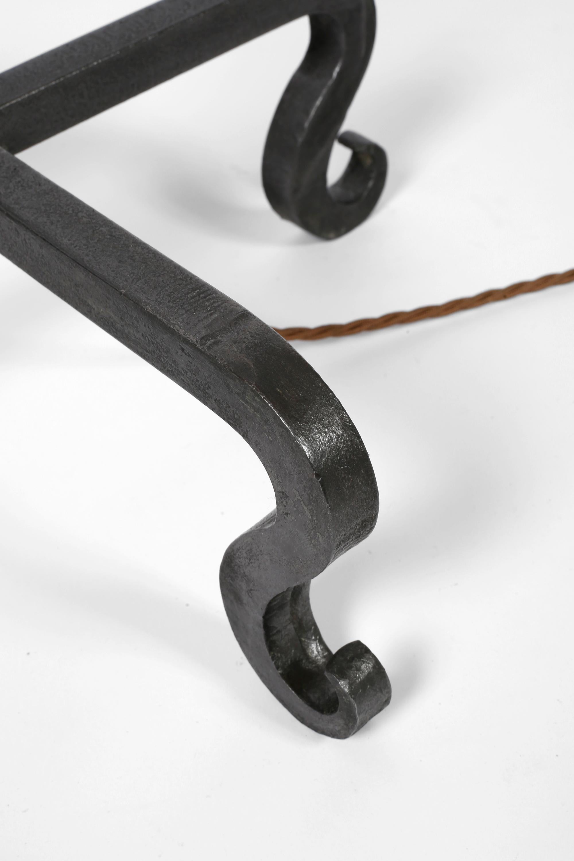 French 1940s Foliate Forged Iron Floor Lamp For Sale 9