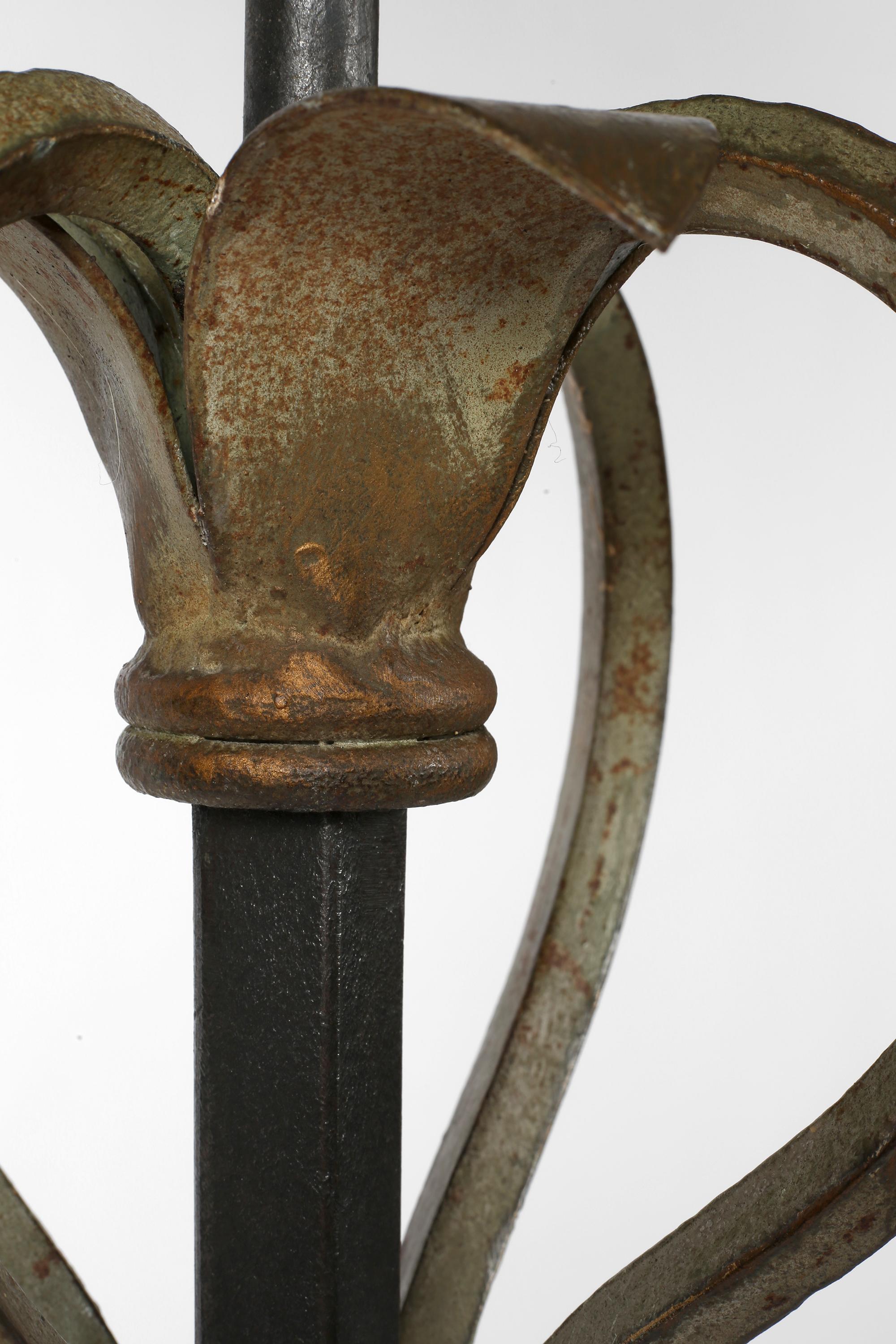 French 1940s Foliate Forged Iron Floor Lamp For Sale 4