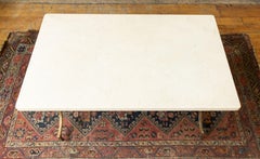 French 1940s Gilt Iron Coffee Table with Marble Top