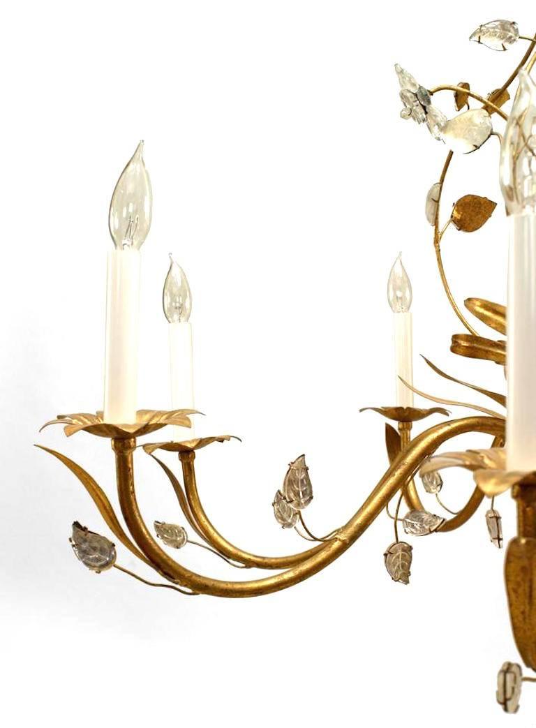 Bagues French Mid-Century Bagues Gilt Metal Chandelier In Good Condition For Sale In New York, NY