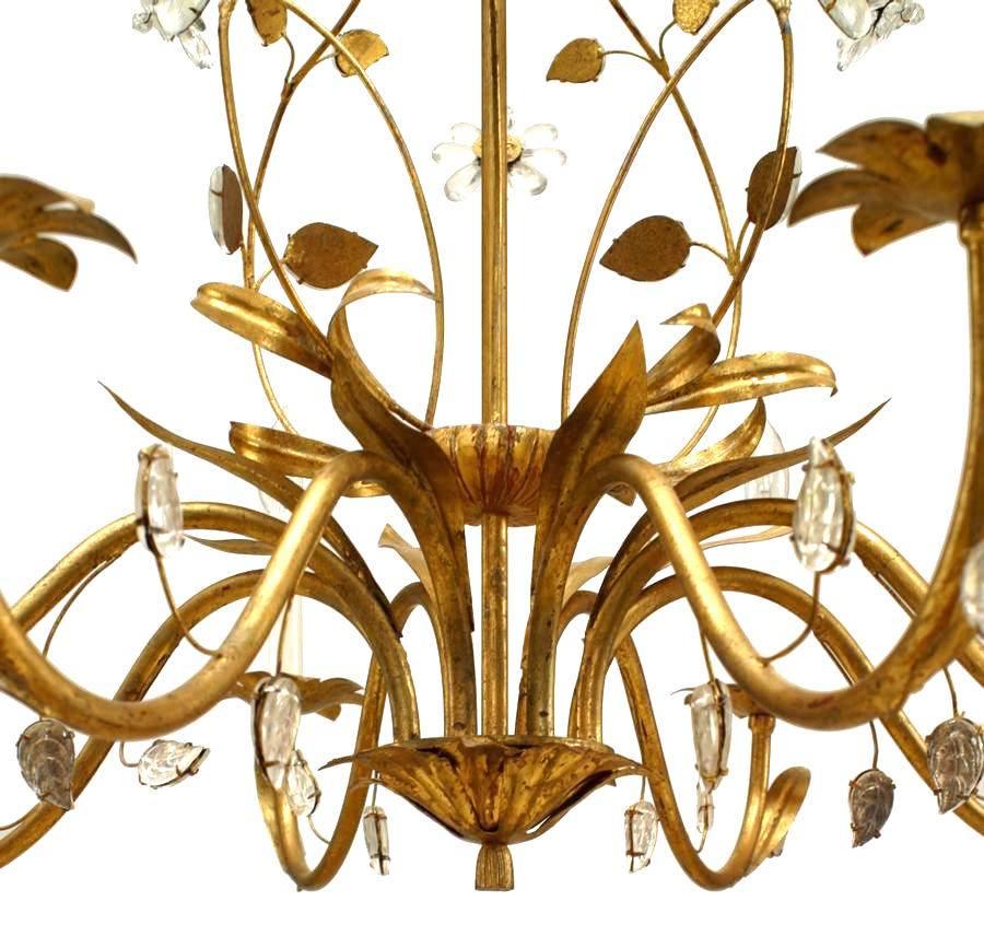 20th Century Bagues French Mid-Century Bagues Gilt Metal Chandelier For Sale