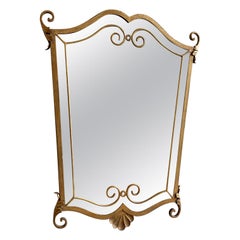 Vintage French 1940s Gilt Metal Mirror