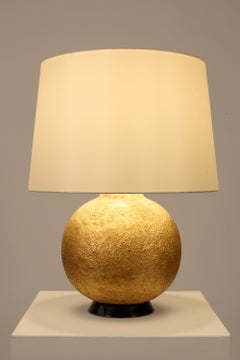 French 1940s Gilt Plaster Boule Table Lamp In The Manner Of Jean-Michel Frank