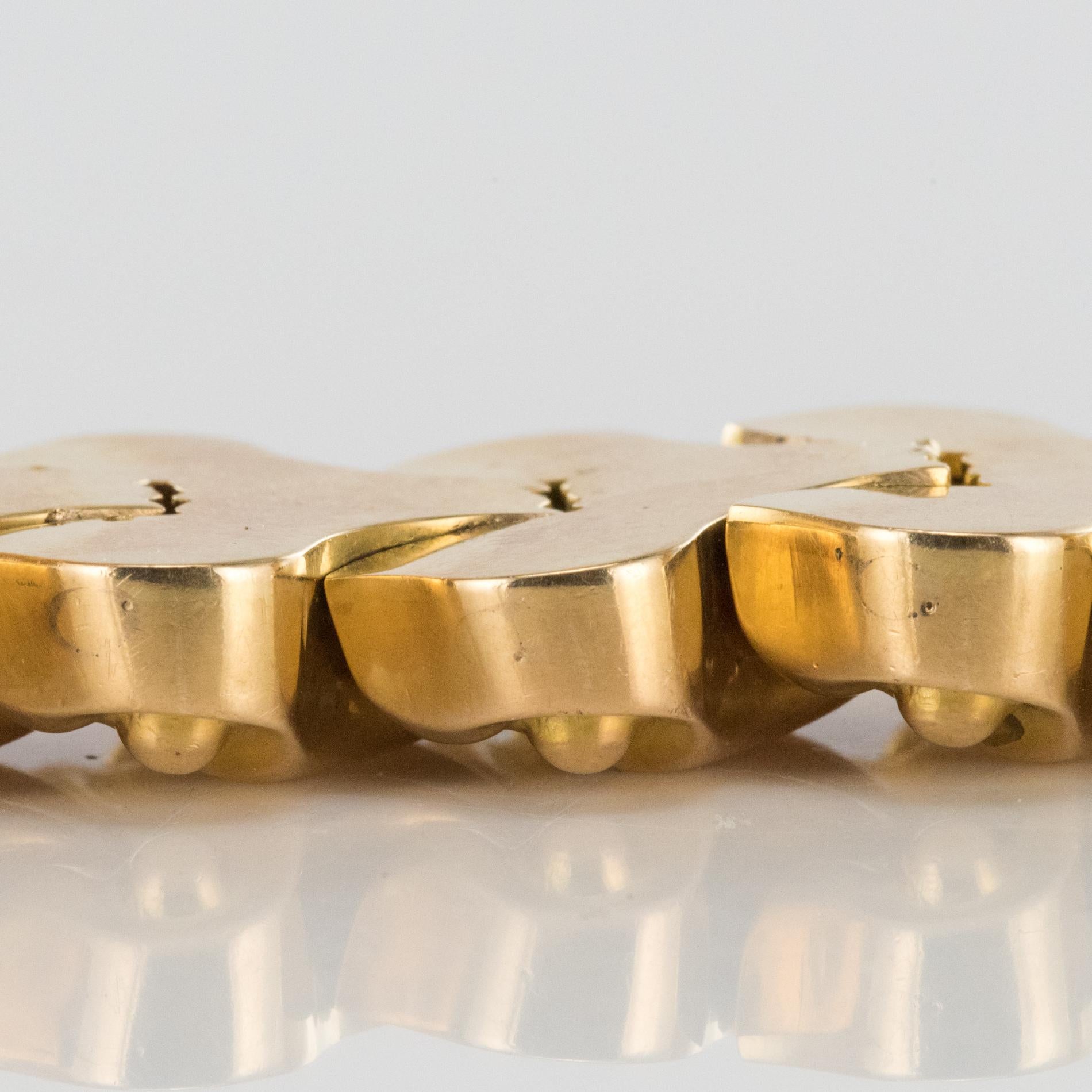 French 1940s Gold Tank Bracelet In Excellent Condition For Sale In Poitiers, FR