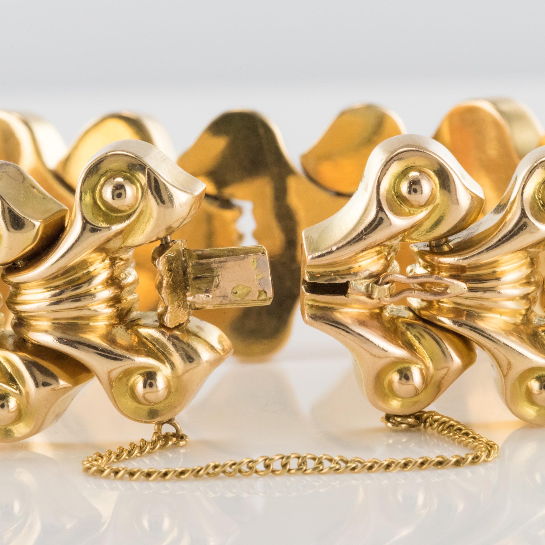 French 1940s Gold Tank Bracelet For Sale 4