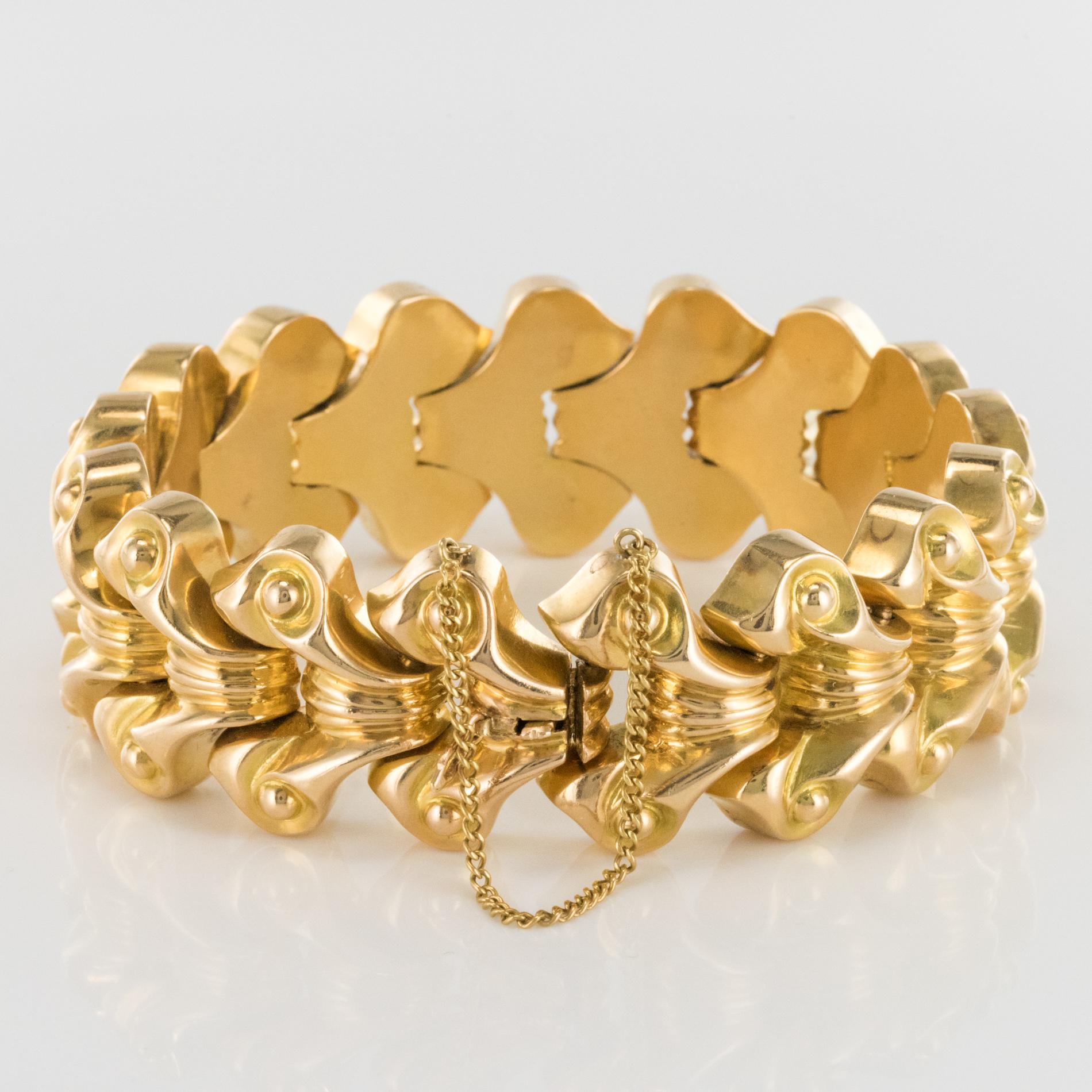 Women's French 1940s Gold Tank Bracelet For Sale