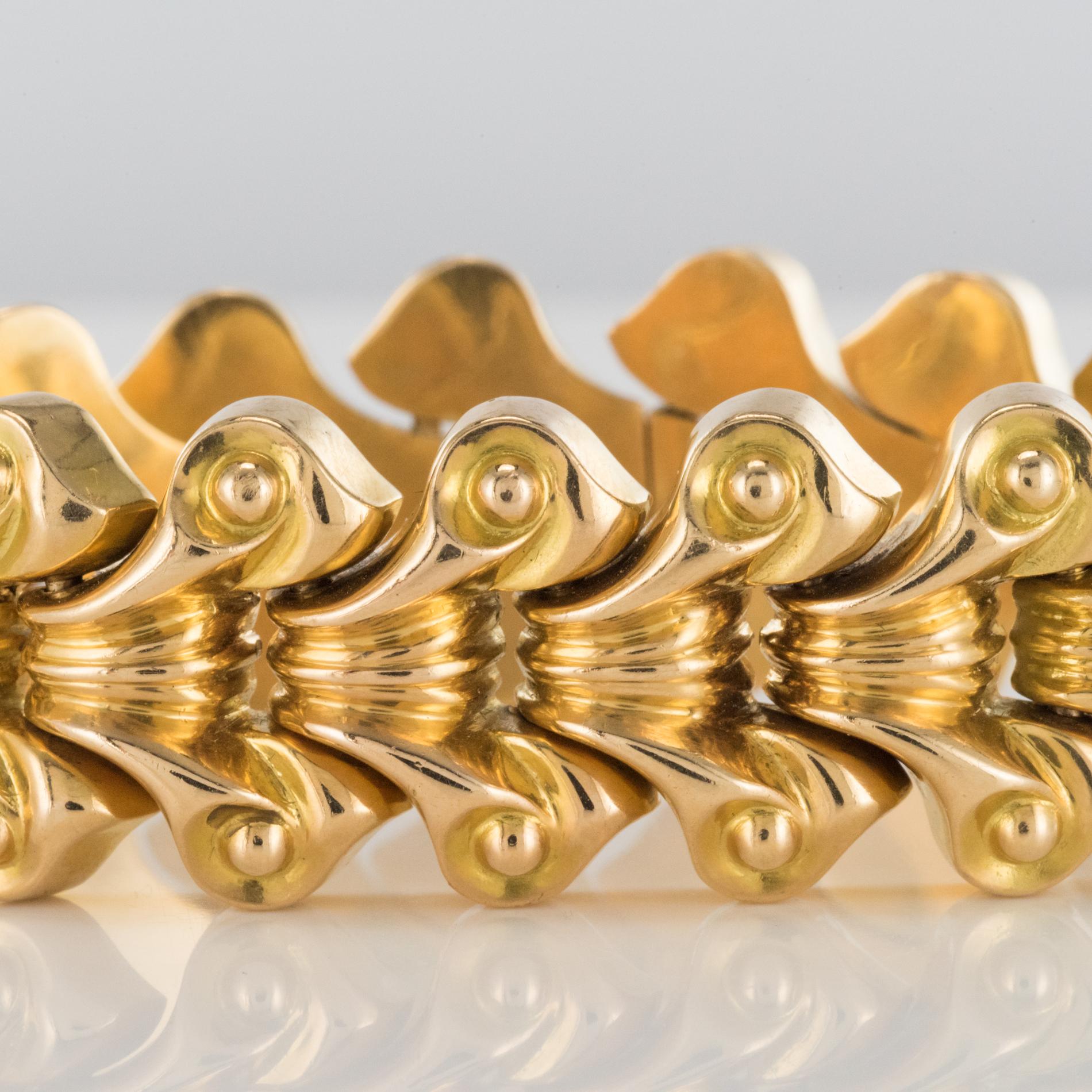French 1940s Gold Tank Bracelet For Sale 5