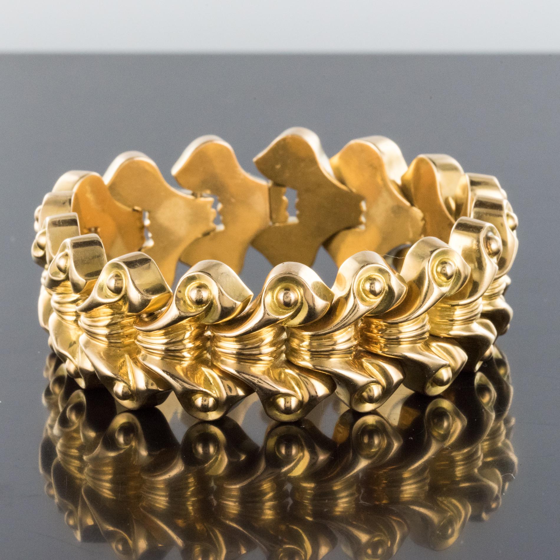 French 1940s Gold Tank Bracelet For Sale 1