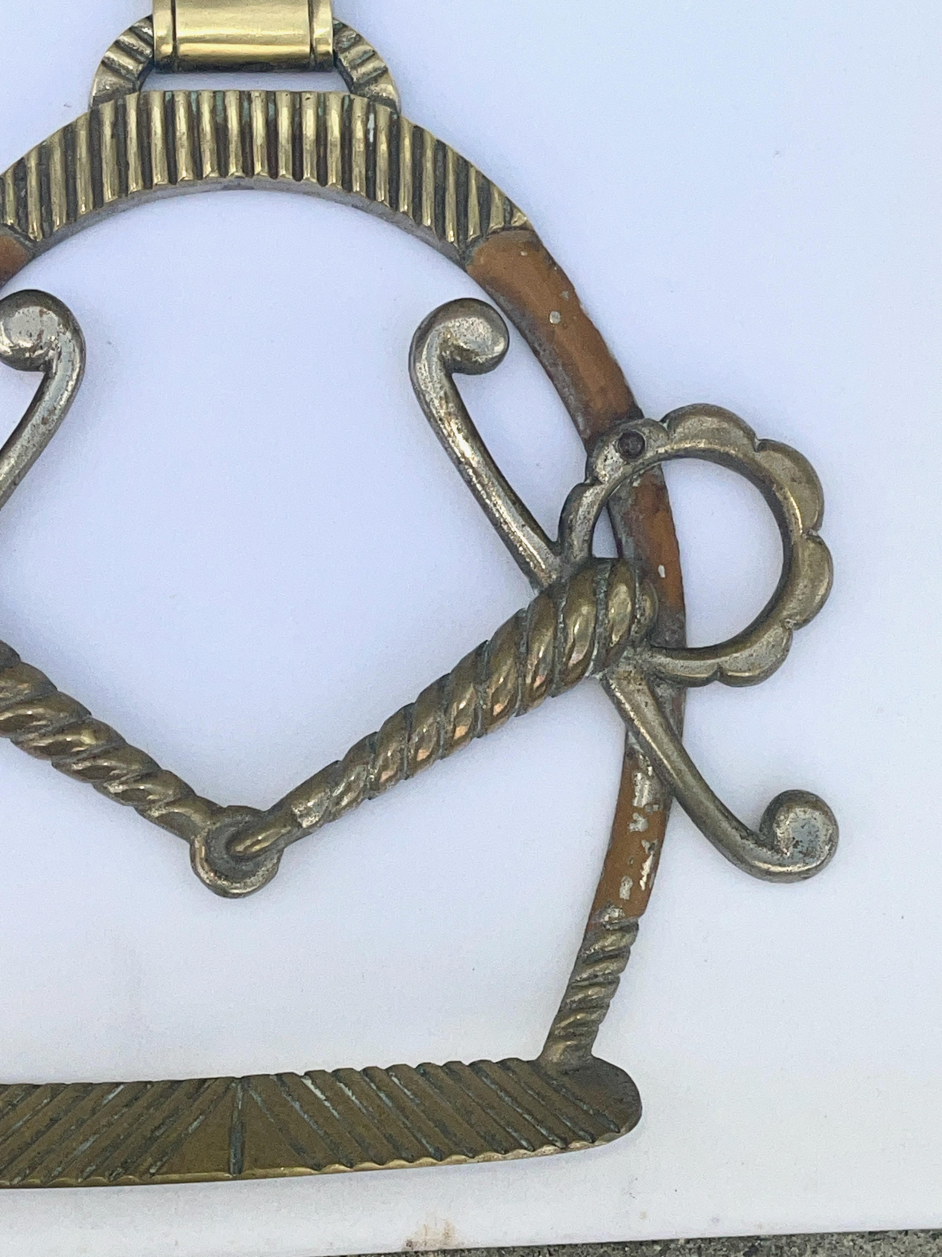 French 1940's Equestrian Brass & Mercury-in-Glass Thermometer For Sale 8