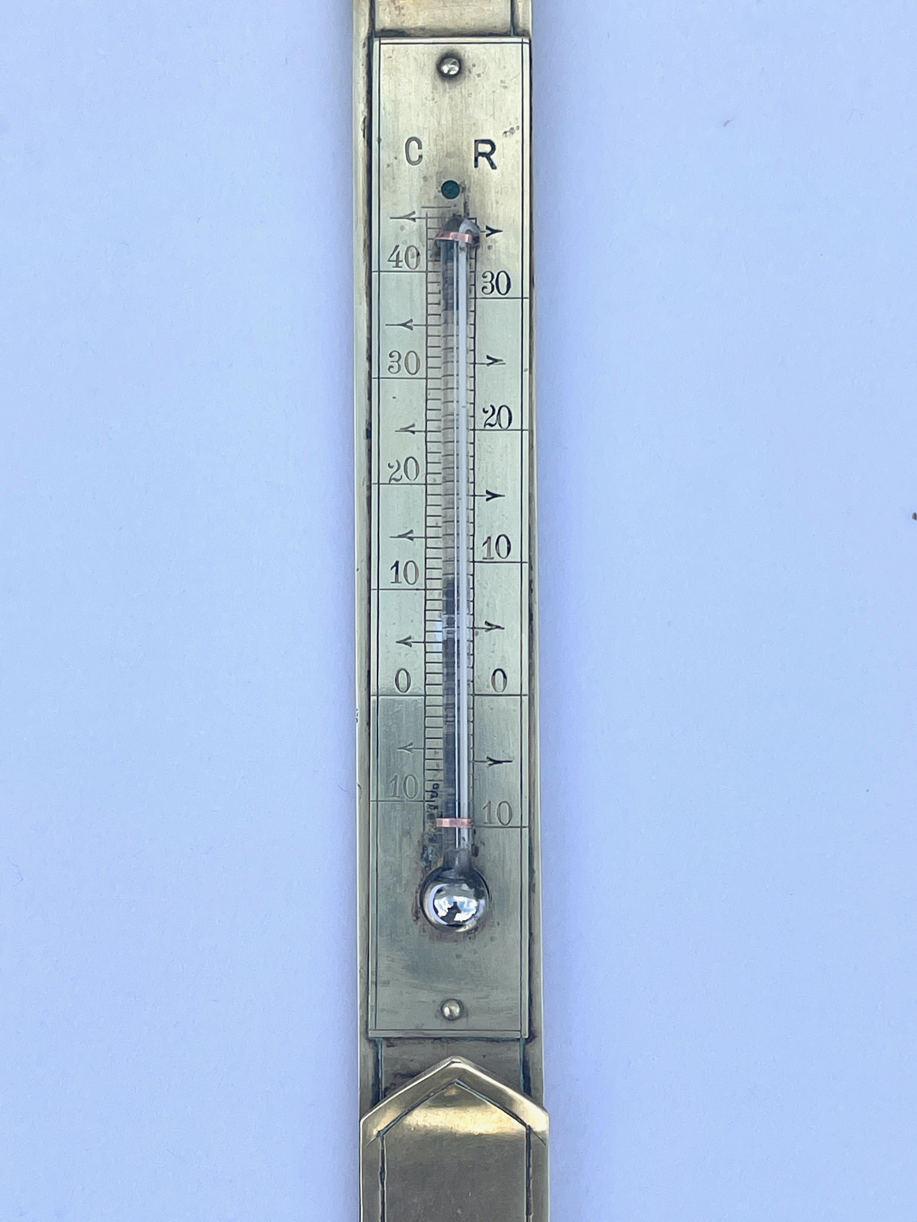 Mid-20th Century French 1940's Equestrian Brass & Mercury-in-Glass Thermometer For Sale
