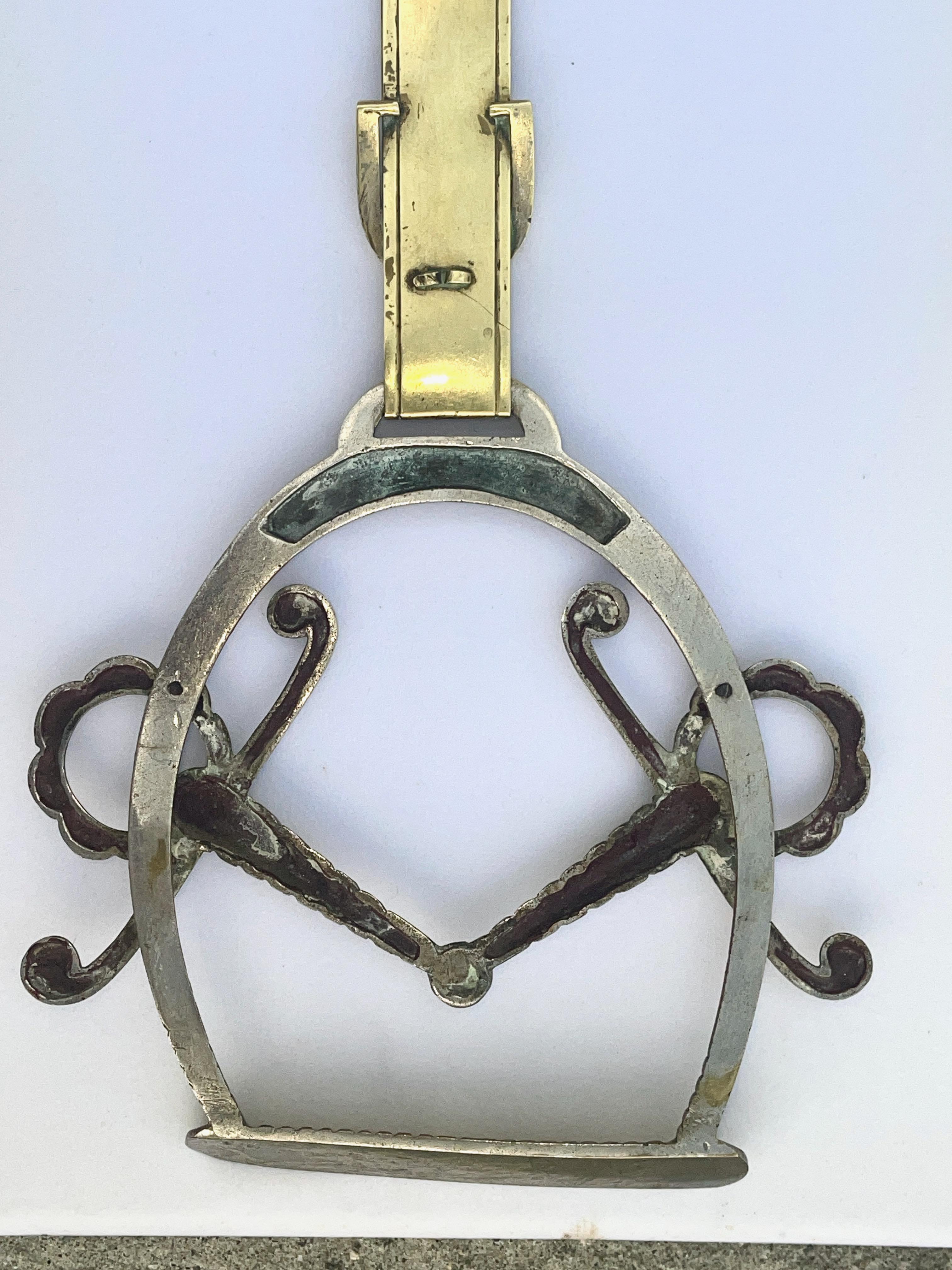 French 1940's Equestrian Brass & Mercury-in-Glass Thermometer For Sale 3