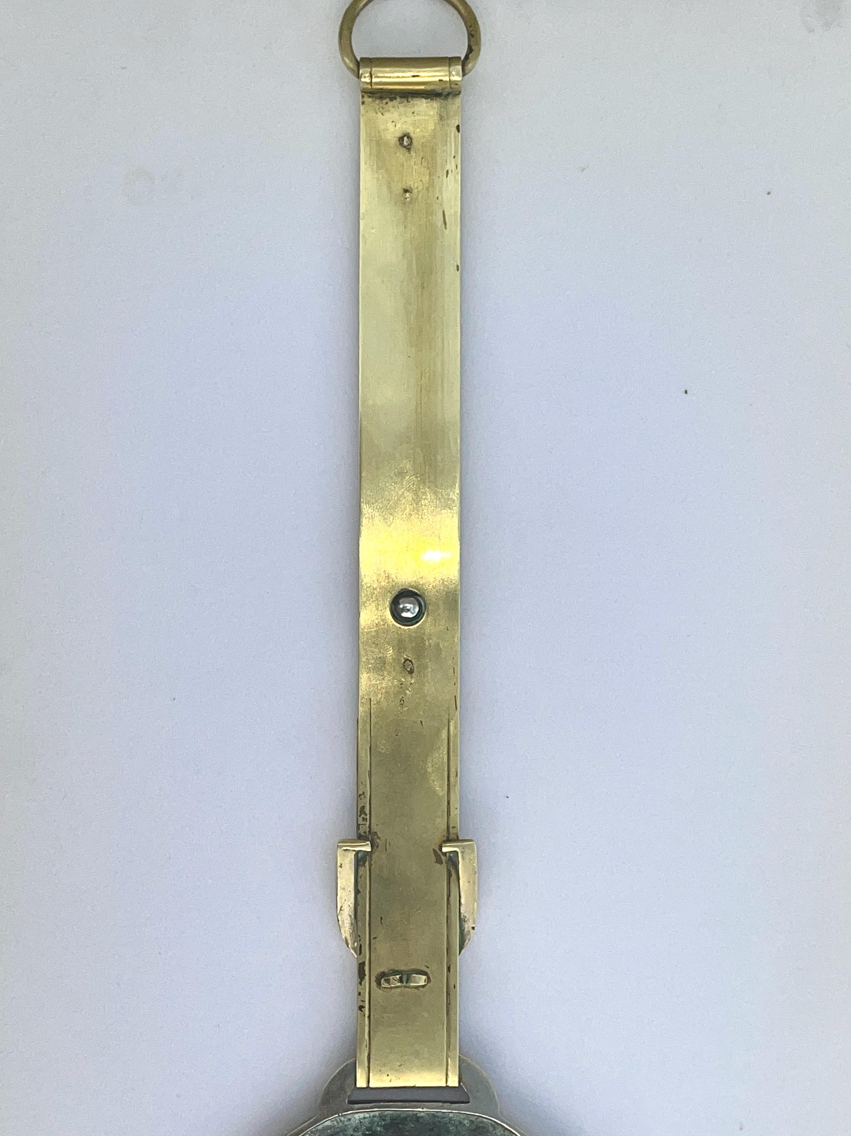 French 1940's Equestrian Brass & Mercury-in-Glass Thermometer For Sale 4