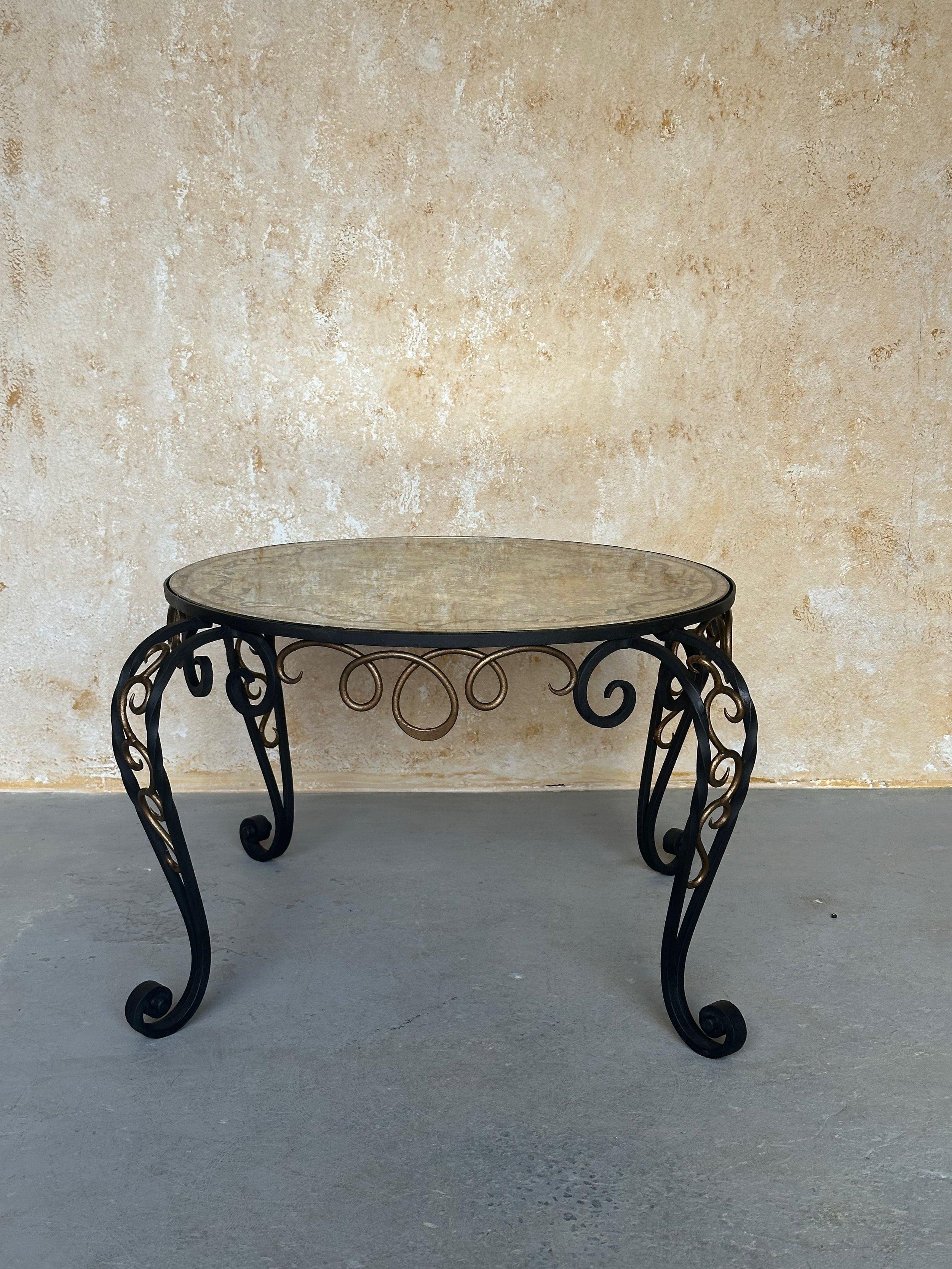 French 1940s Iron and Glass Coffee Table For Sale 7