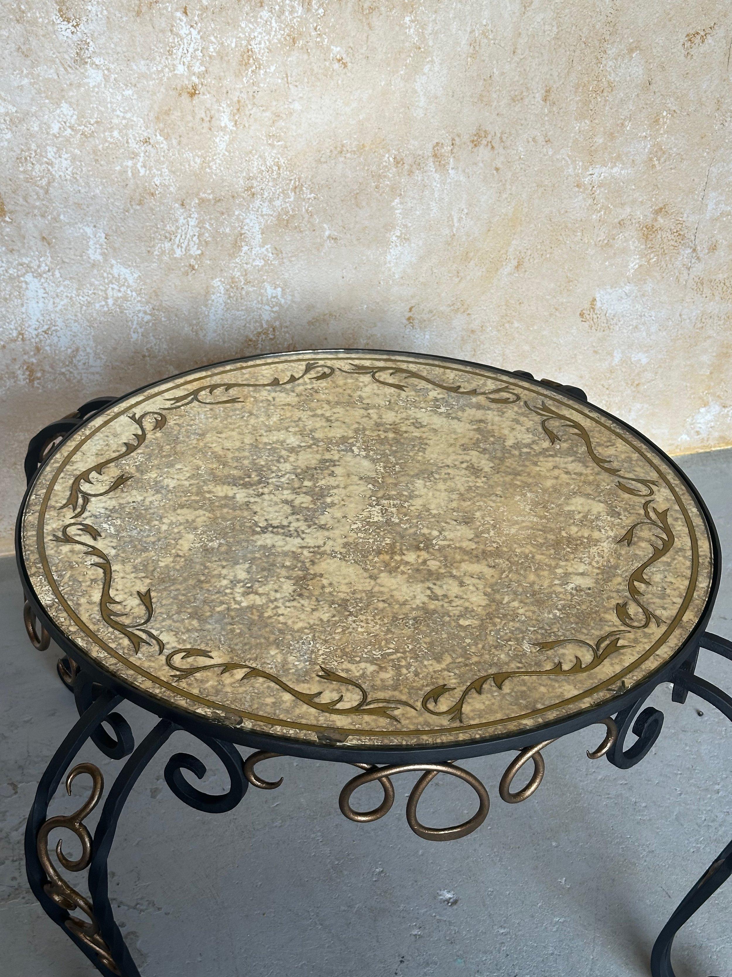 French 1940s Iron and Glass Coffee Table For Sale 3