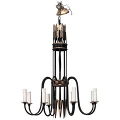 French 1940s Iron Eight-Arm Chandelier
