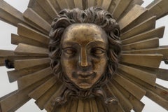 French 1940s Large Mounted Bronze Roi Soleil or Sun King Medallion