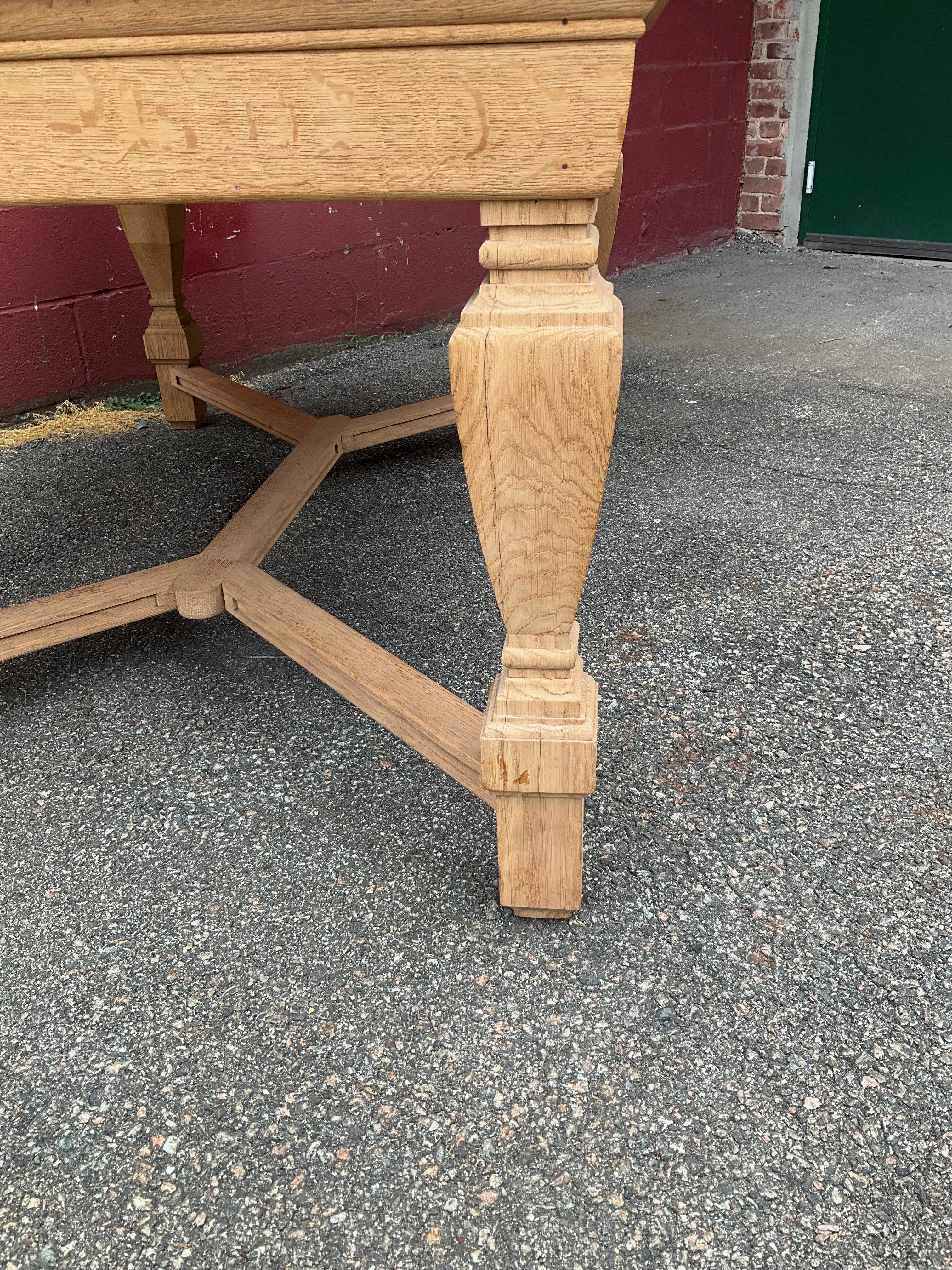 Mid-20th Century French 1940s Library Table in Bleached Oak