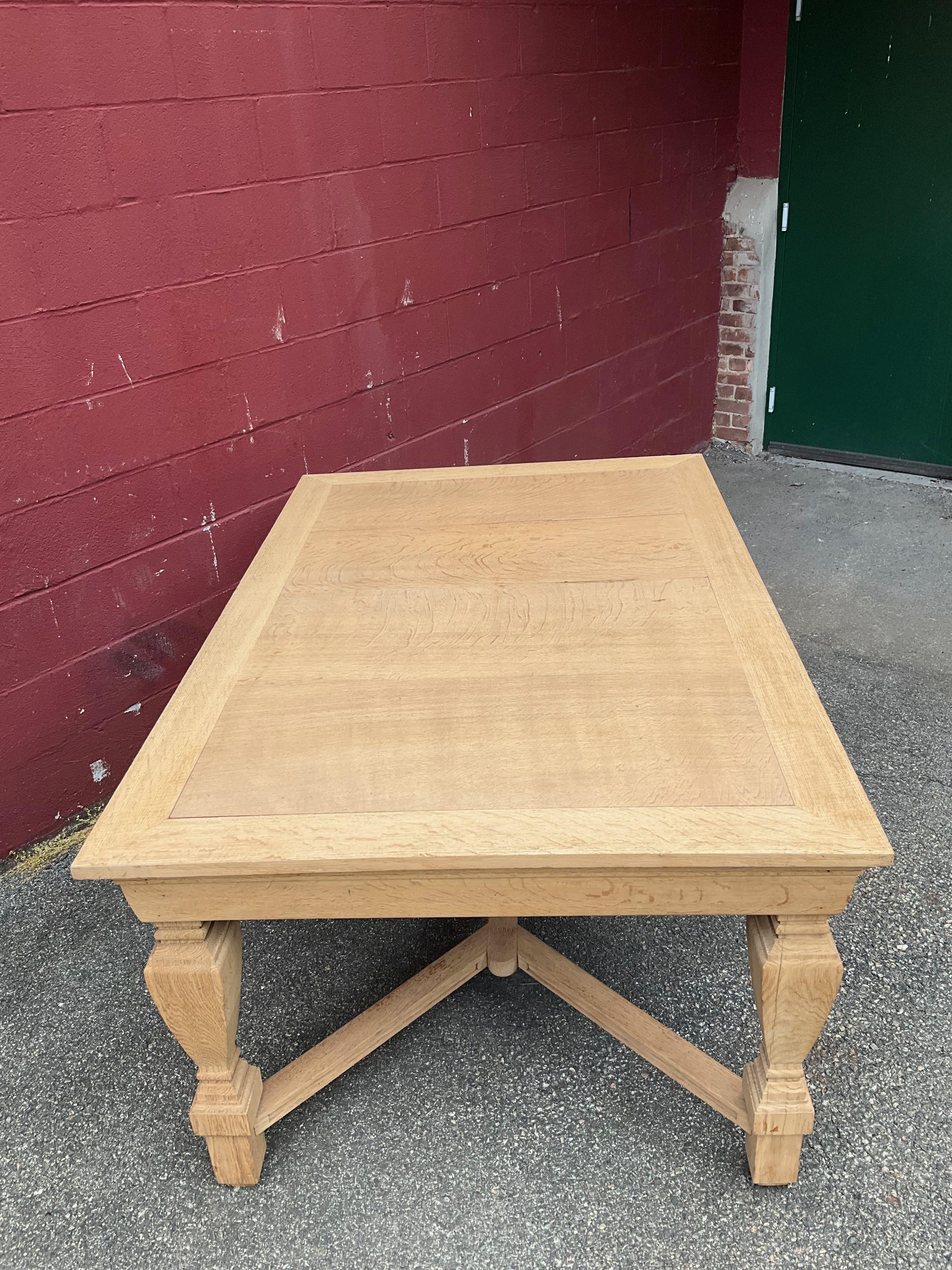 French 1940s Library Table in Bleached Oak 2