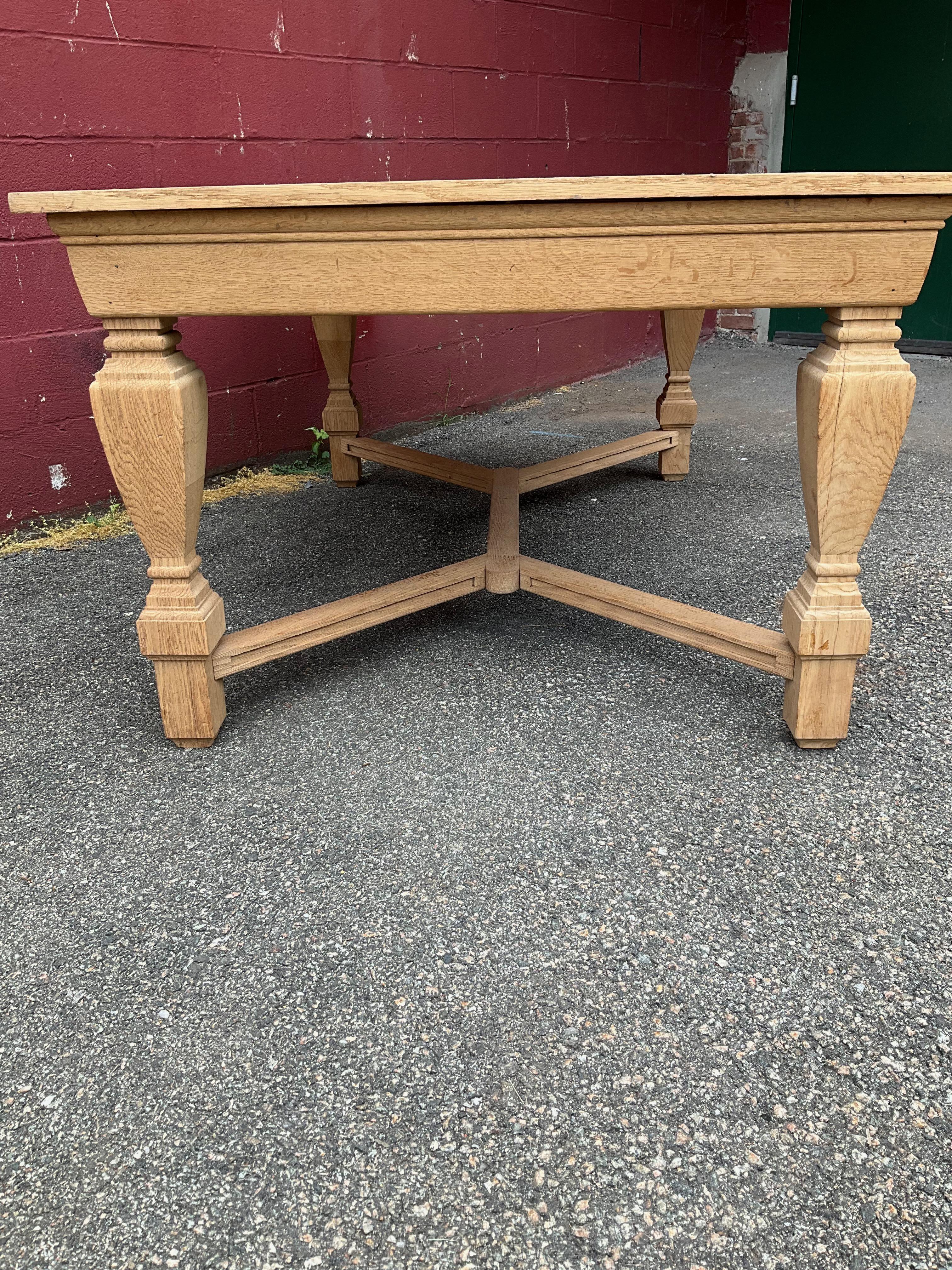 French 1940s Library Table in Bleached Oak 4