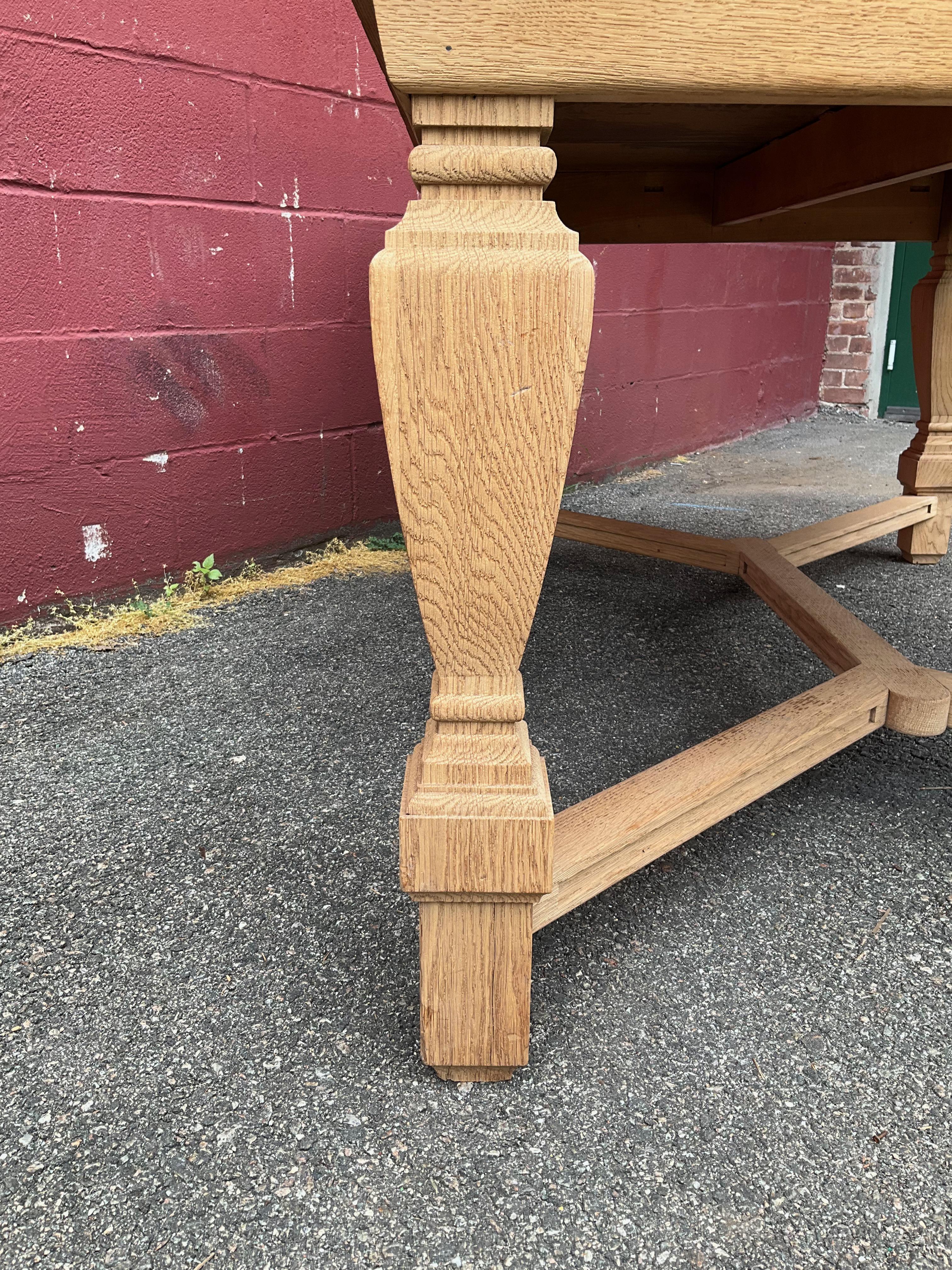 French 1940s Library Table in Bleached Oak 5