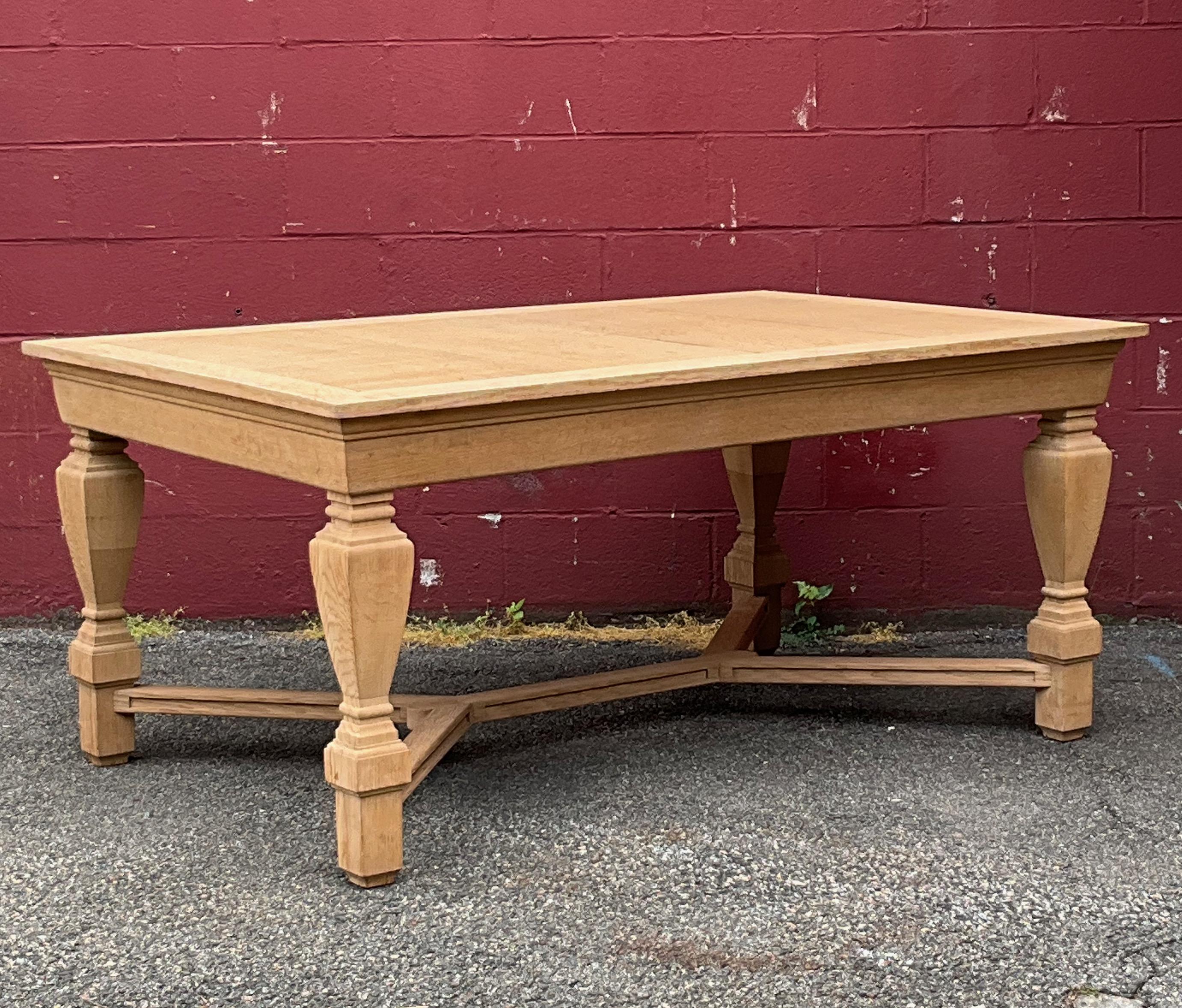 Art Deco French 1940s Library Table in Bleached Oak