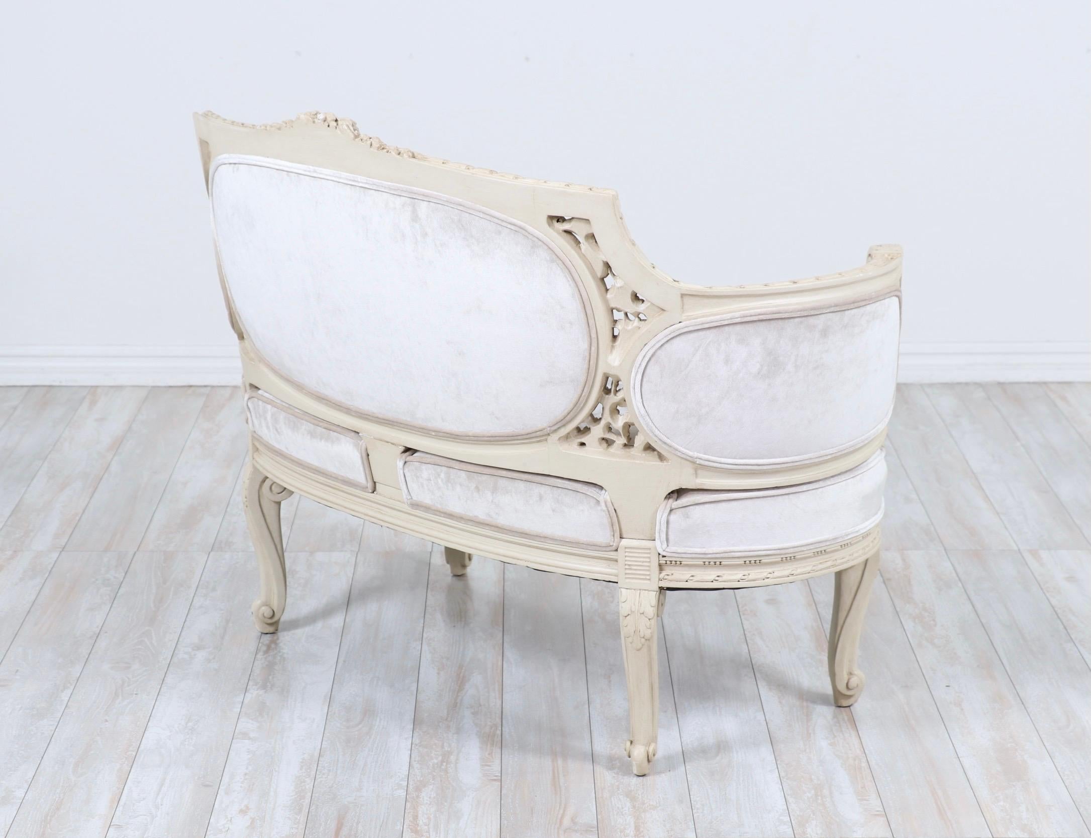 Hand-Painted French 1940s Louis XVI Painted Settee