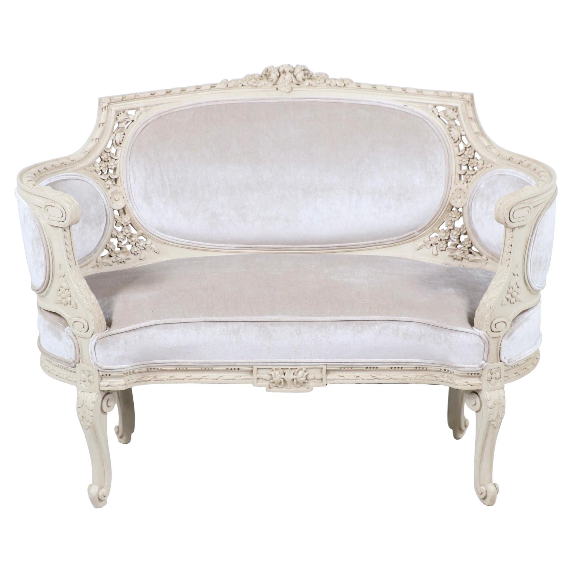 French 1940s Louis XVI Painted Settee