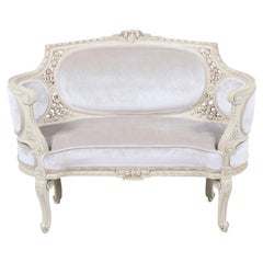 Vintage French 1940s Louis XVI Painted Settee