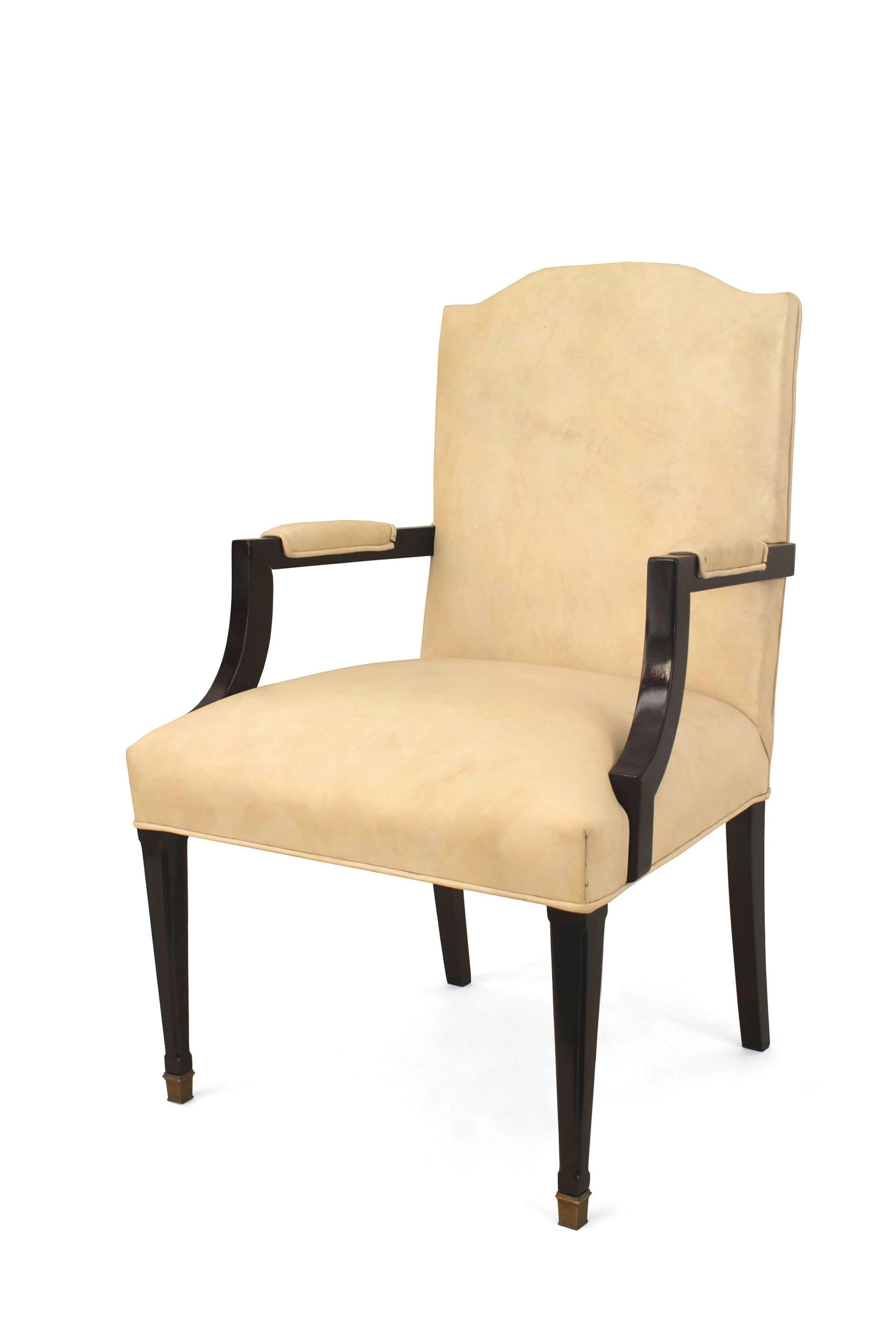 French 1940s ‘Louis XVI Style’ Ebonized Armchair In Good Condition In New York, NY