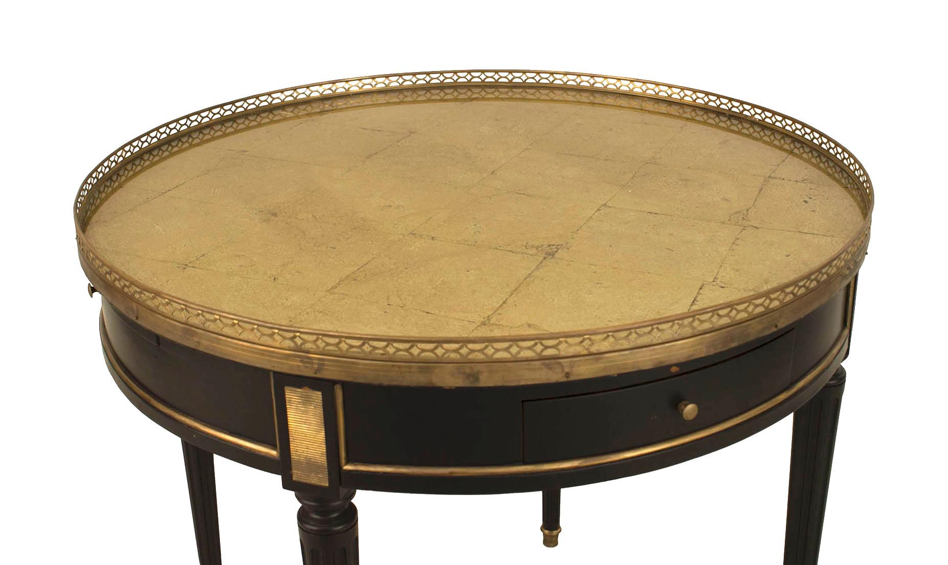 Louis XVI French Leather and Marble End Table For Sale