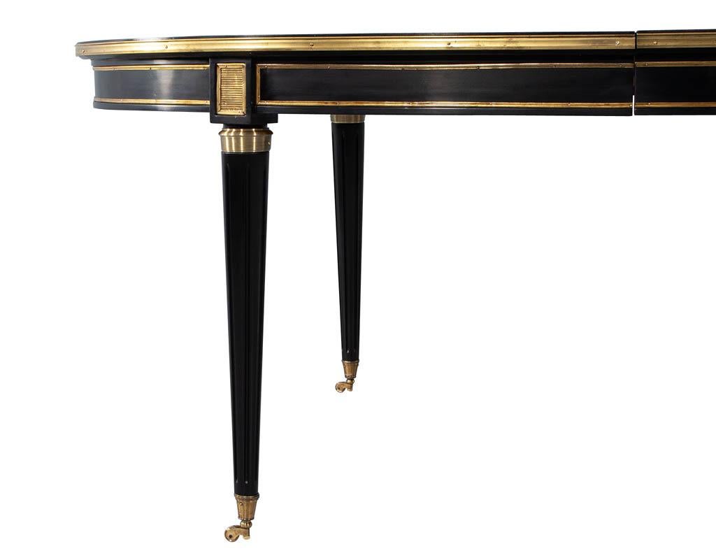 French 1940s Maison Jansen Dining Table in Polished Black with Brass Detailing 6