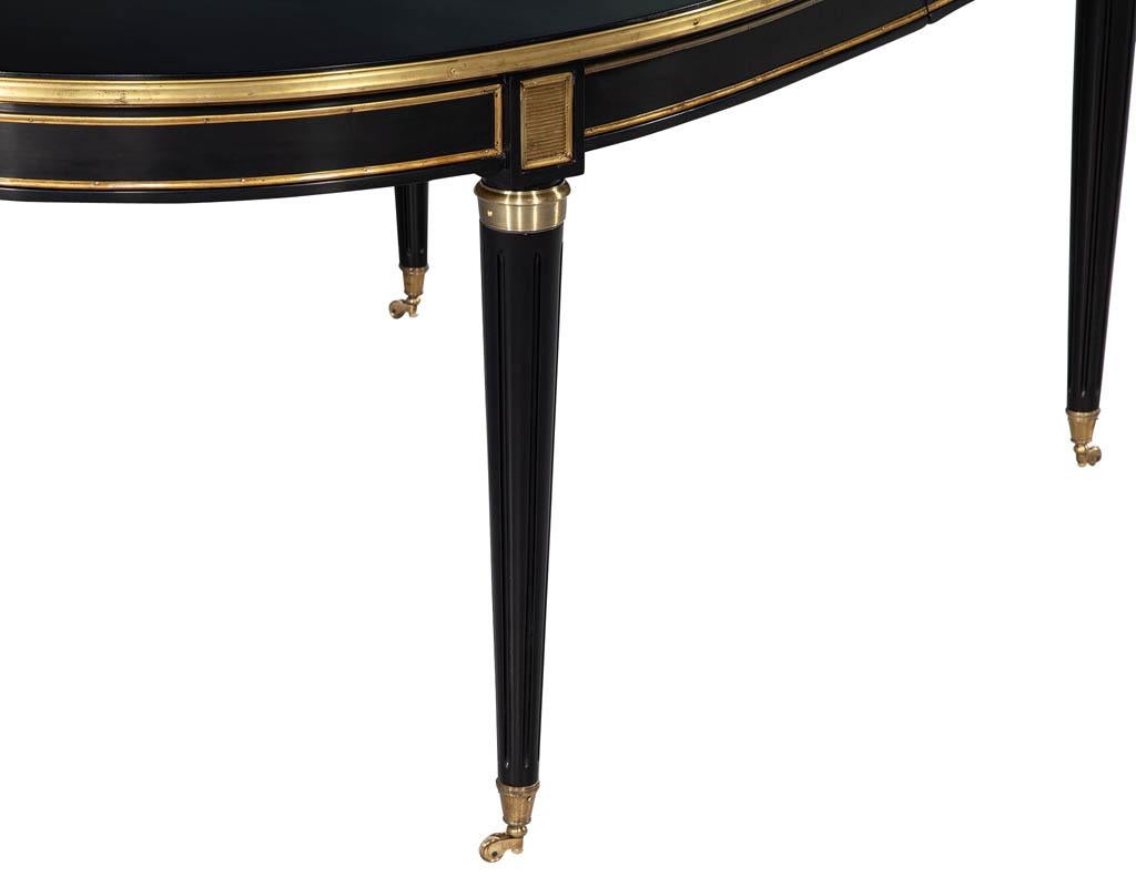 French 1940s Maison Jansen Dining Table in Polished Black with Brass Detailing 7