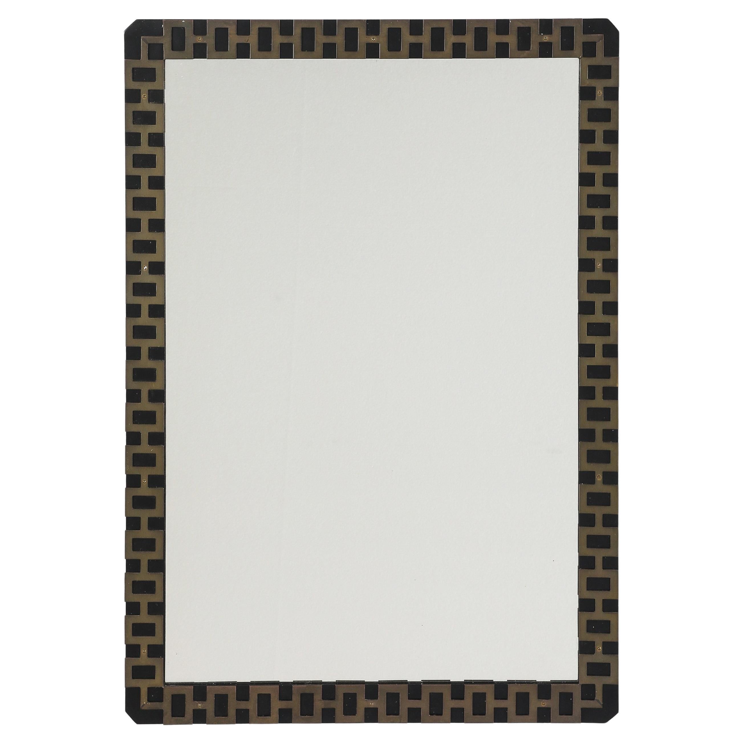 Miroir en métal et laiton des années 1940