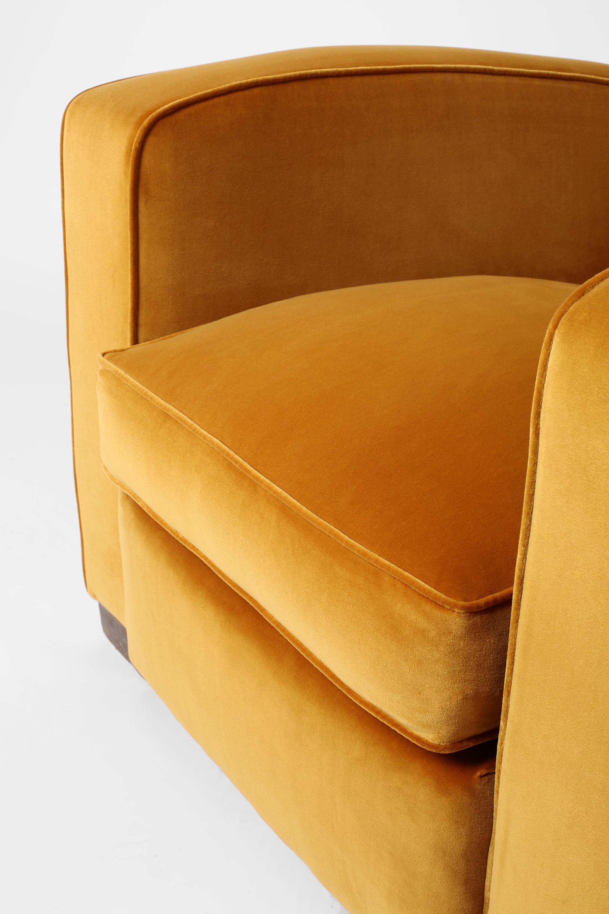 French, 1940s, Modernist Velvet Club Armchair 4