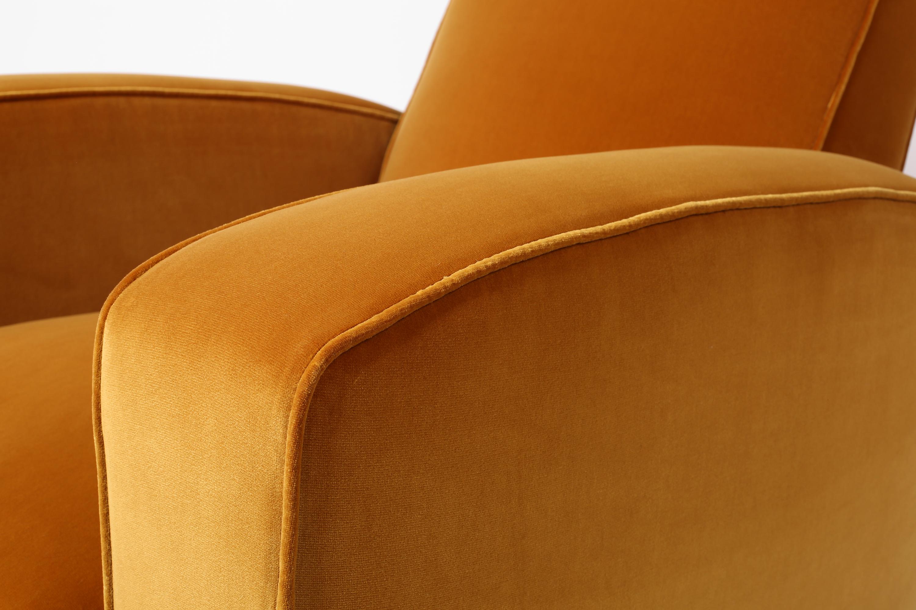 French, 1940s, Modernist Velvet Club Armchair 1
