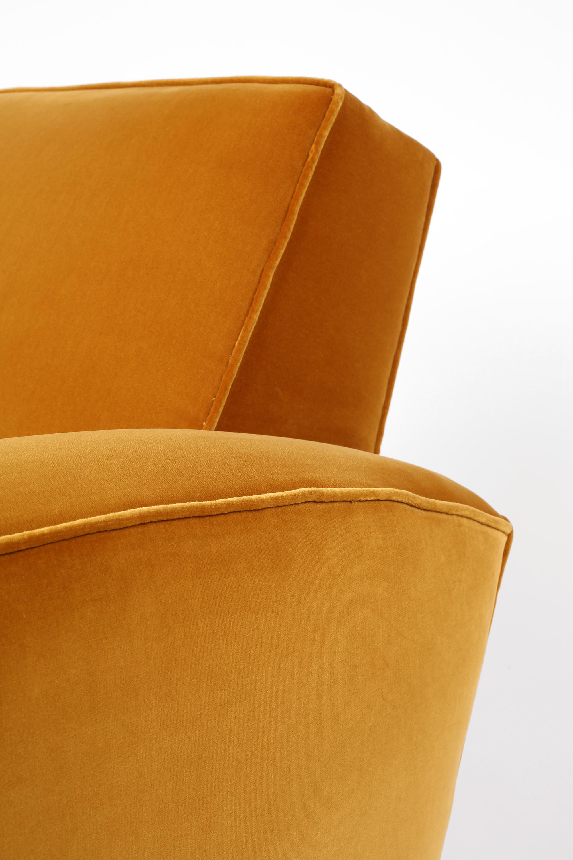 French, 1940s, Modernist Velvet Club Armchair 3