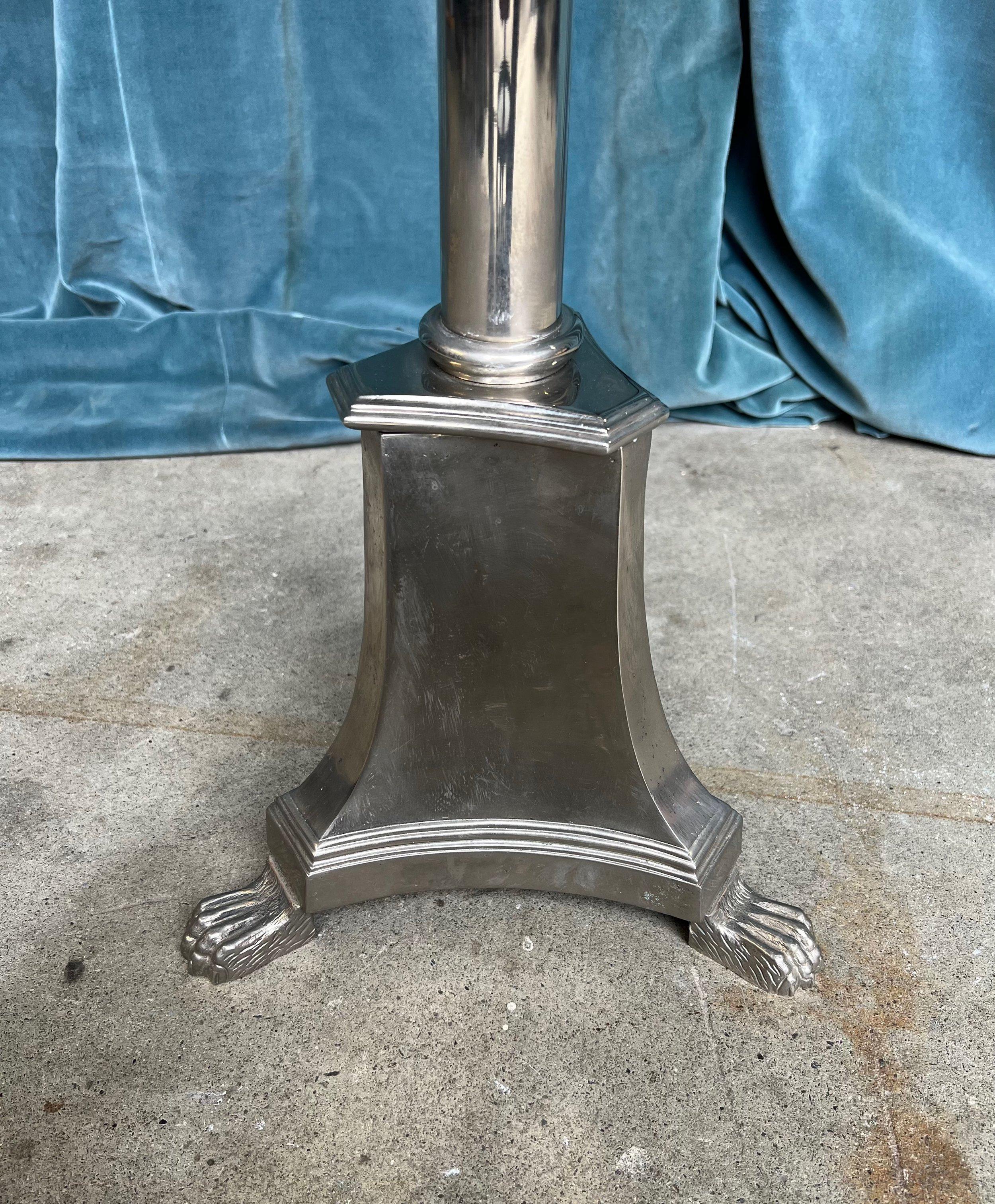 French 1940s Neoclassical Style Nickel-Plated Floor Lamp For Sale 1