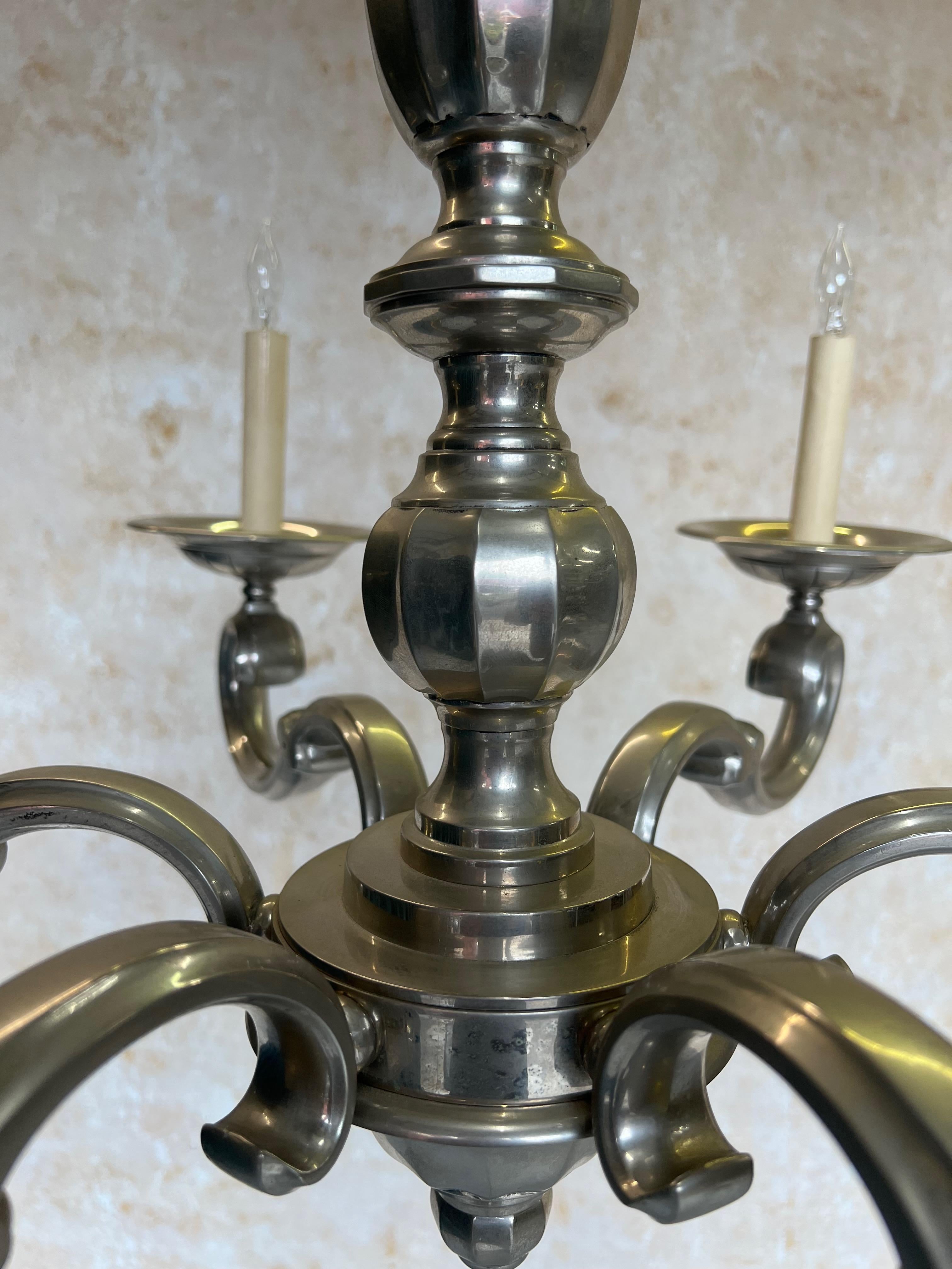 Lampadario francese anni '40 placcato in nichel in vendita 1
