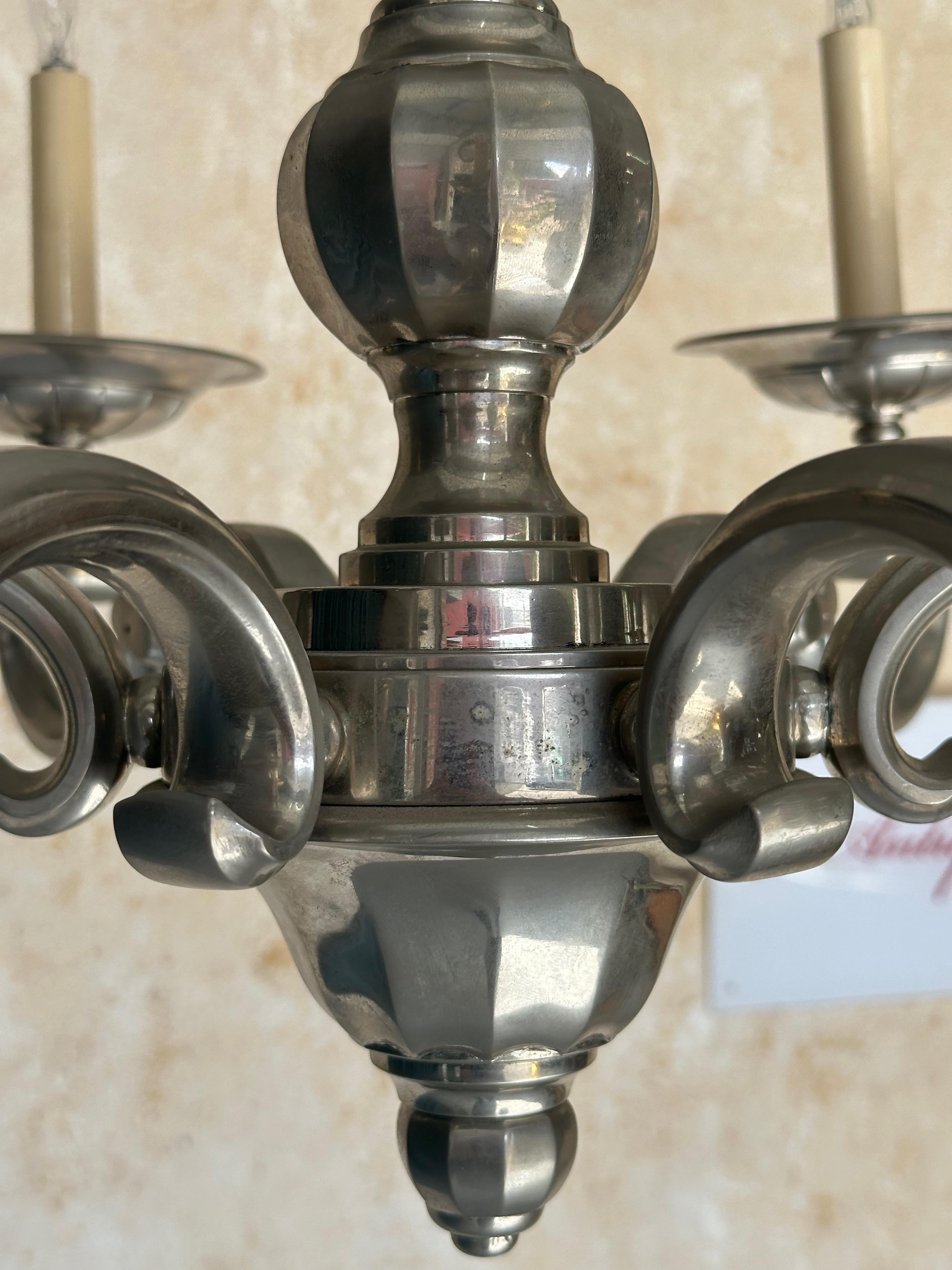 Lampadario francese anni '40 placcato in nichel in vendita 4