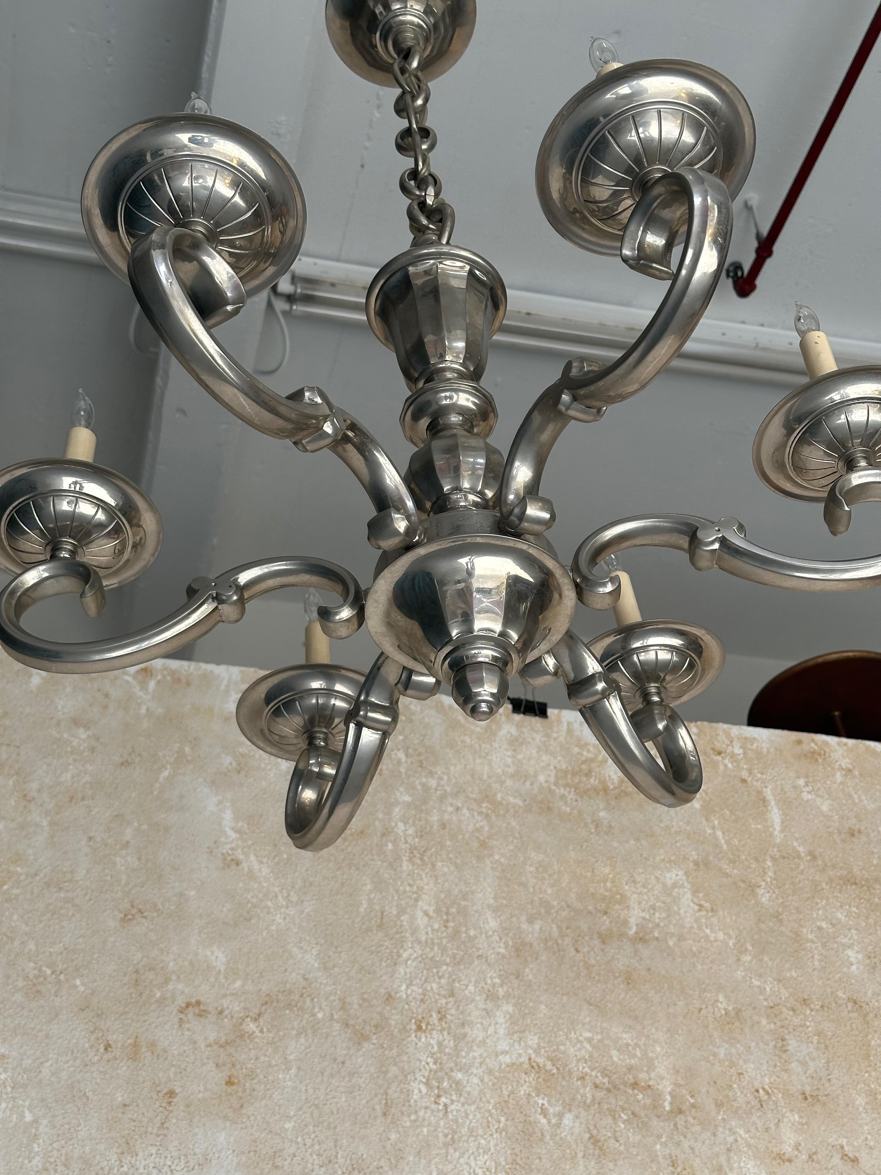 Lampadario francese anni '40 placcato in nichel in vendita 2