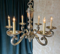French 1940s Nickel-Plated Chandelier