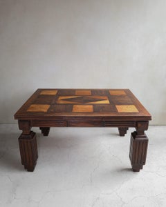 Mesa de comedor francesa de los años 40 con parqué de roble