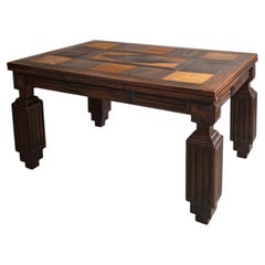 Mesa de comedor francesa de los años 40 con parqué de roble