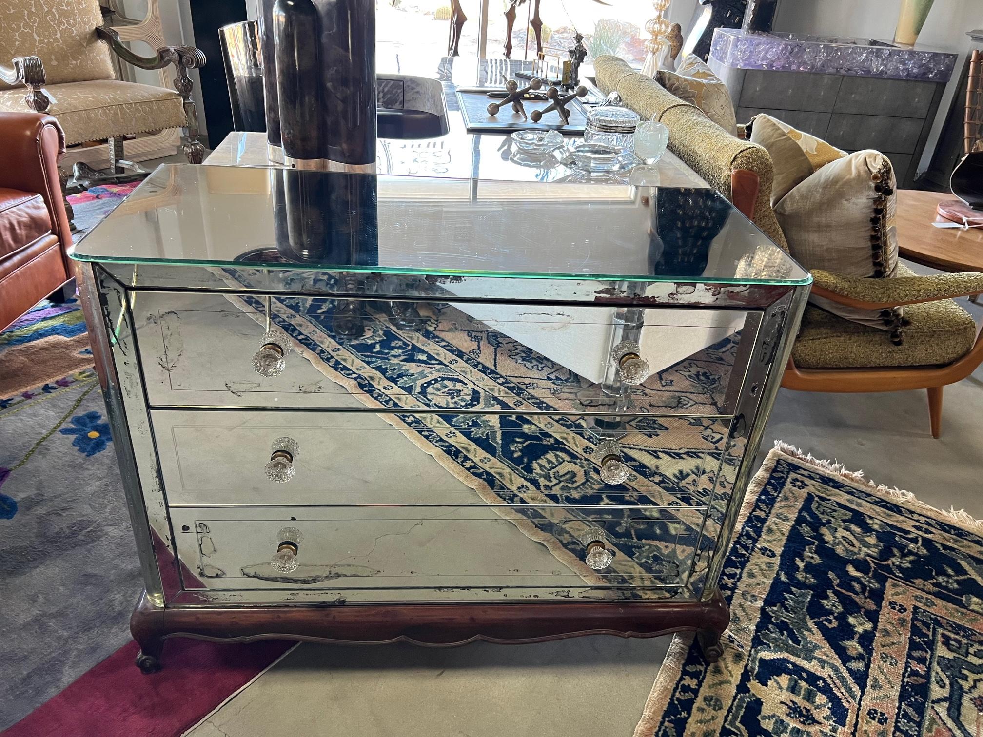 French 1940s Original Mirrored Commode 7