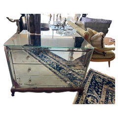 Vintage French 1940s Original Mirrored Commode