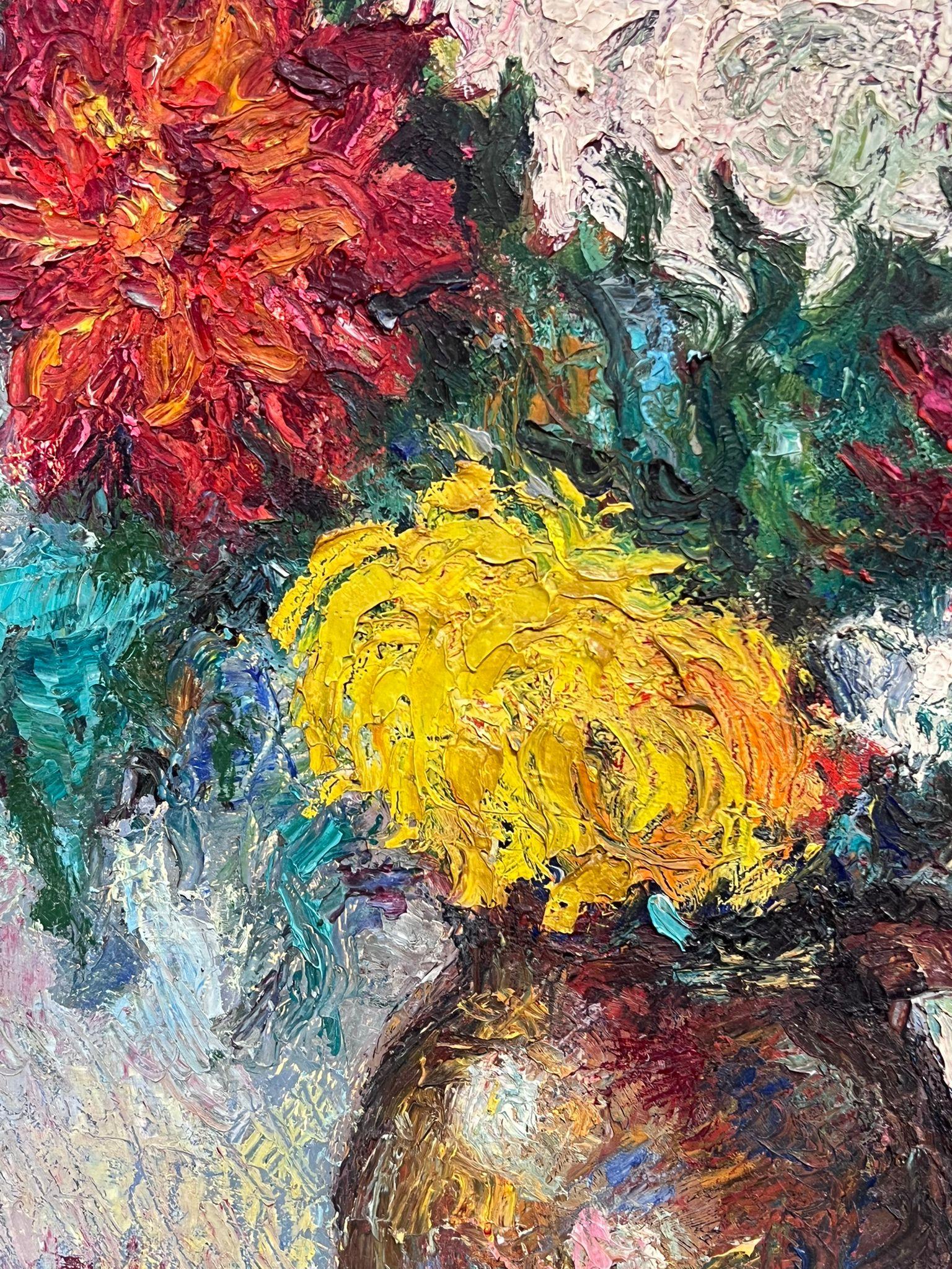 Grande dipinto ad olio del 1940 firmato da un post impressionista francese: Natura morta di fiori 3