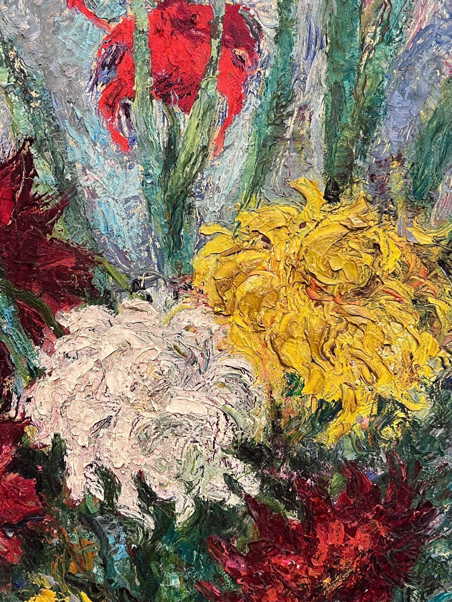 Grande dipinto ad olio del 1940 firmato da un post impressionista francese: Natura morta di fiori 4